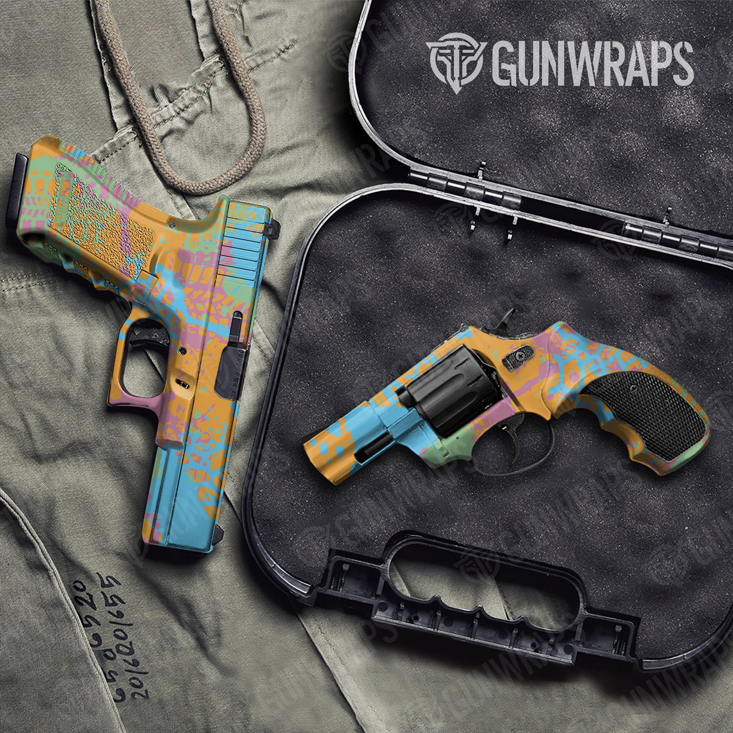 Handgun Tire Splatter Sherbert Camo Gun Skin Vinyl Wrap