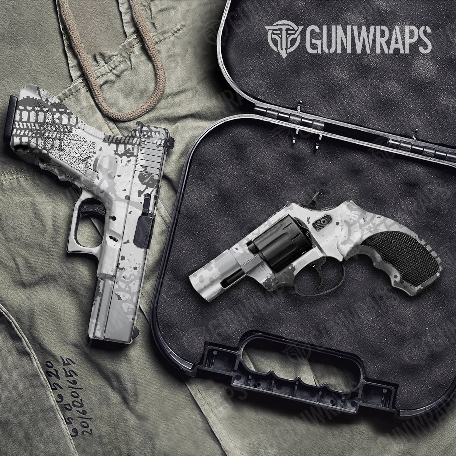 Handgun Tire Splatter Snow Camo Gun Skin Vinyl Wrap