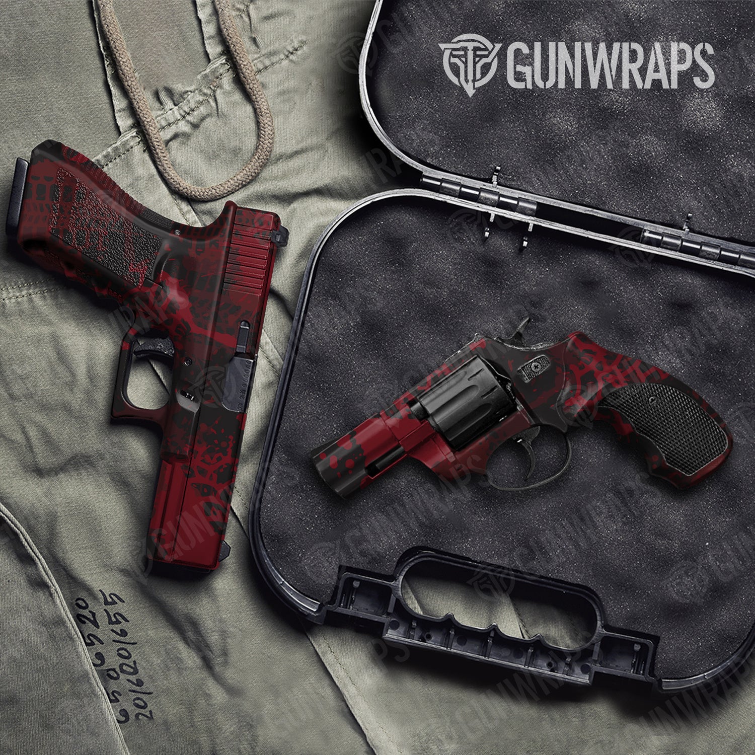 Handgun Tire Splatter Vampire Red Camo Gun Skin Vinyl Wrap