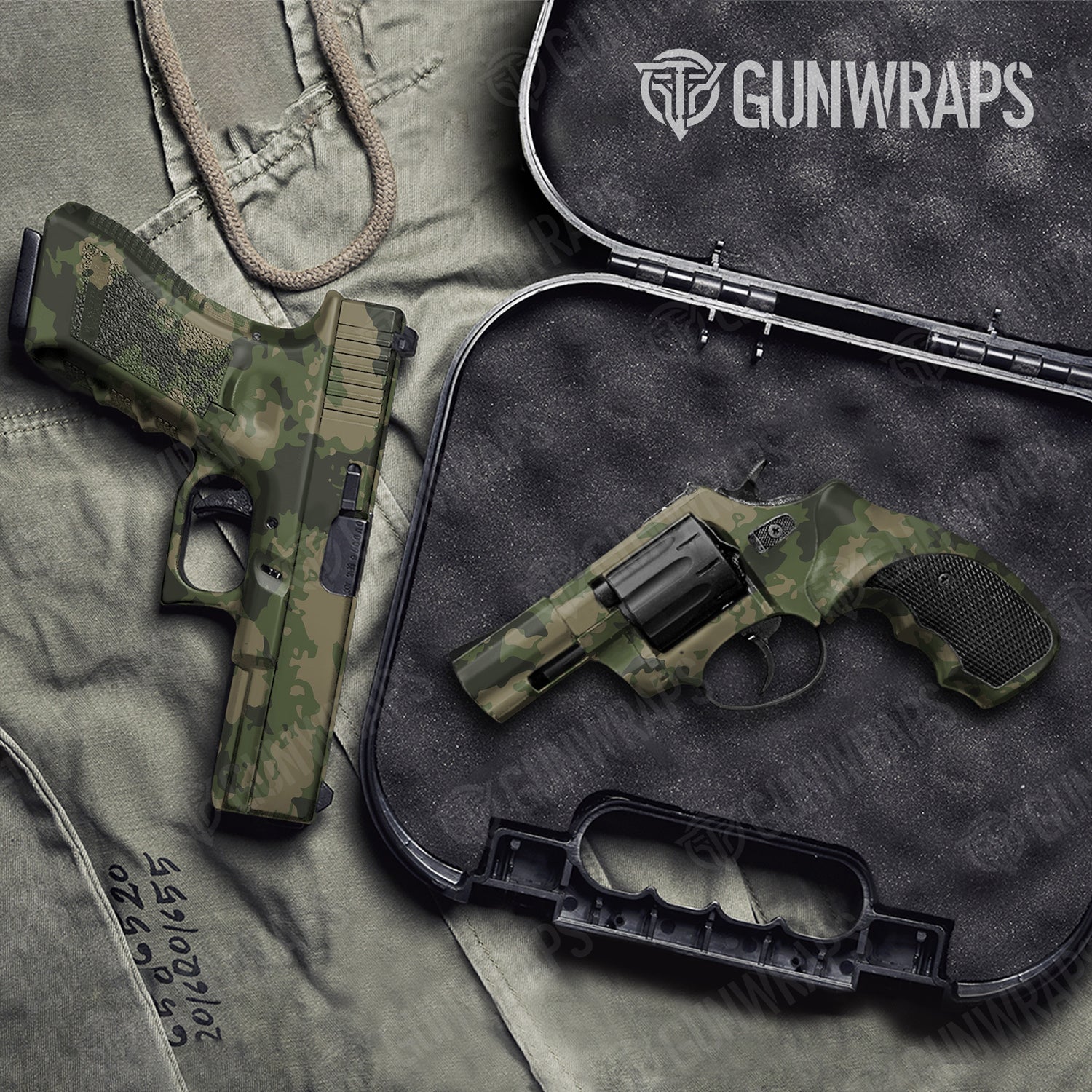 Handgun Treetop Army Green Camo Gun Skin Vinyl Wrap