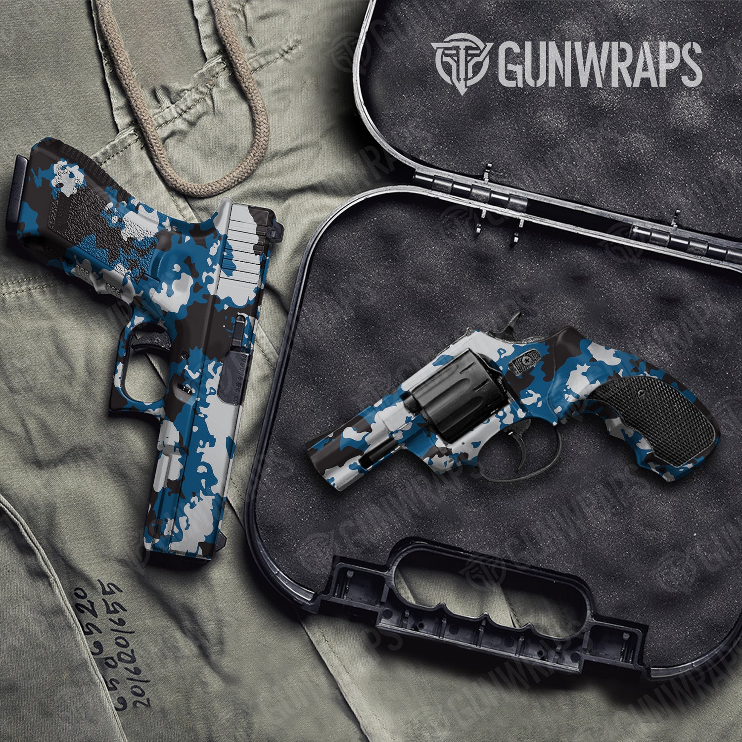 Handgun Treetop Blue Tiger Camo Gun Skin Vinyl Wrap