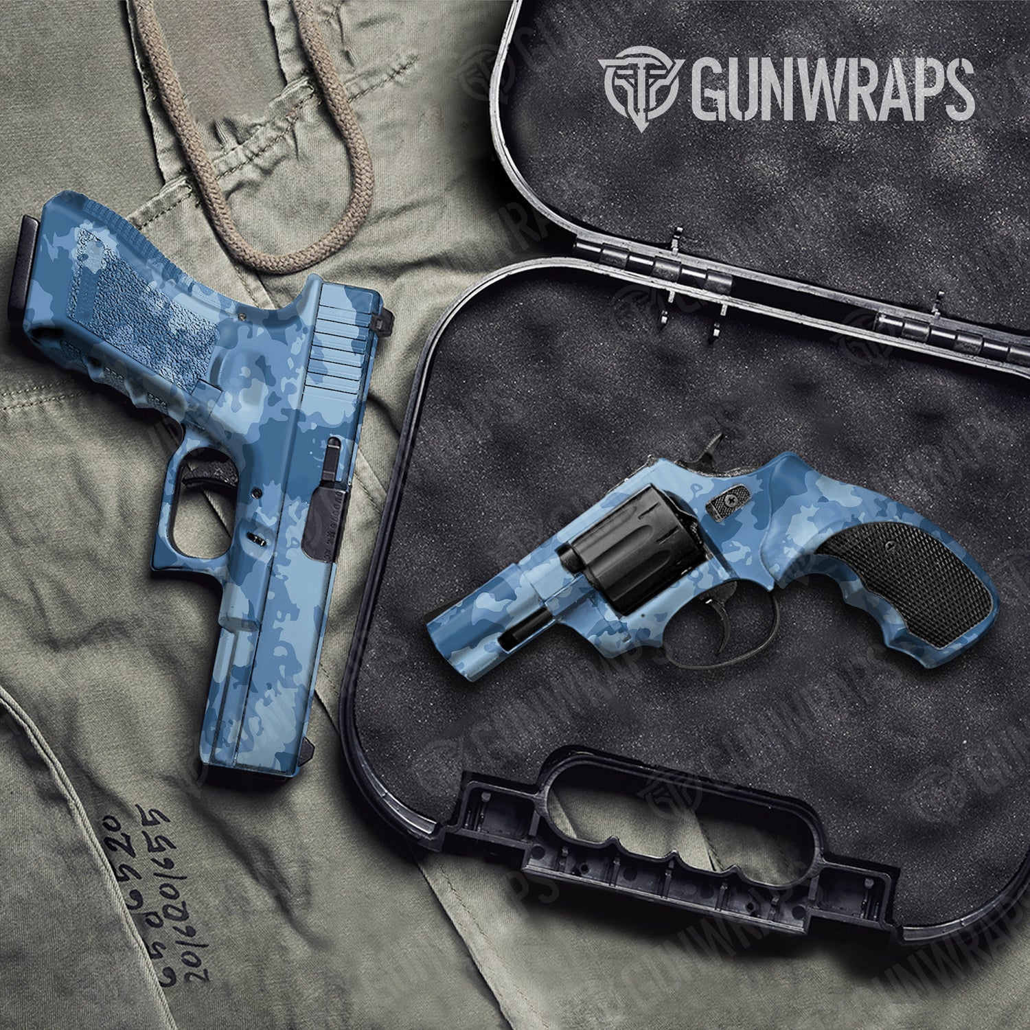 Handgun Treetop Cool Blue Camo Gun Skin Vinyl Wrap