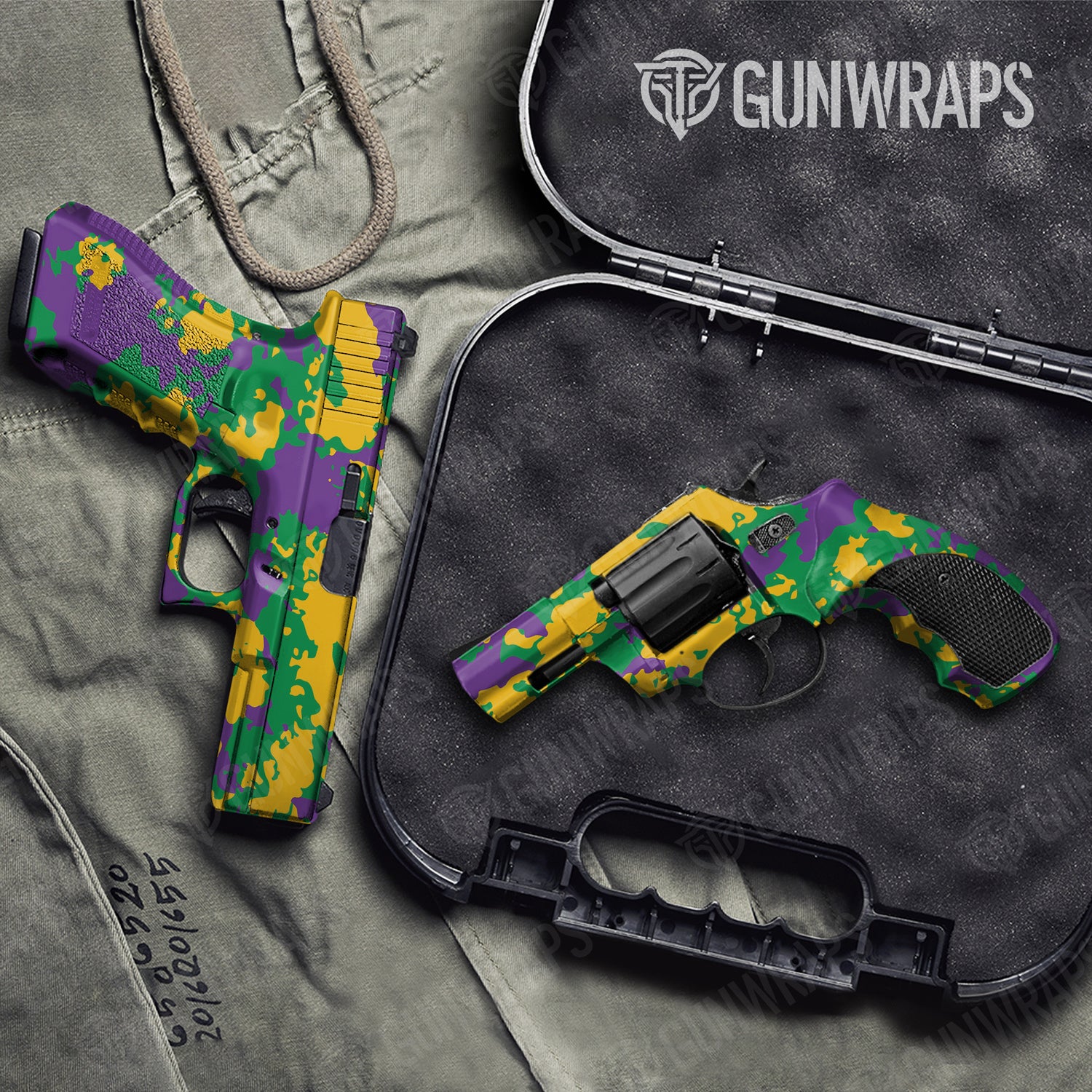 Handgun Treetop Mardi Gras Camo Gun Skin Vinyl Wrap