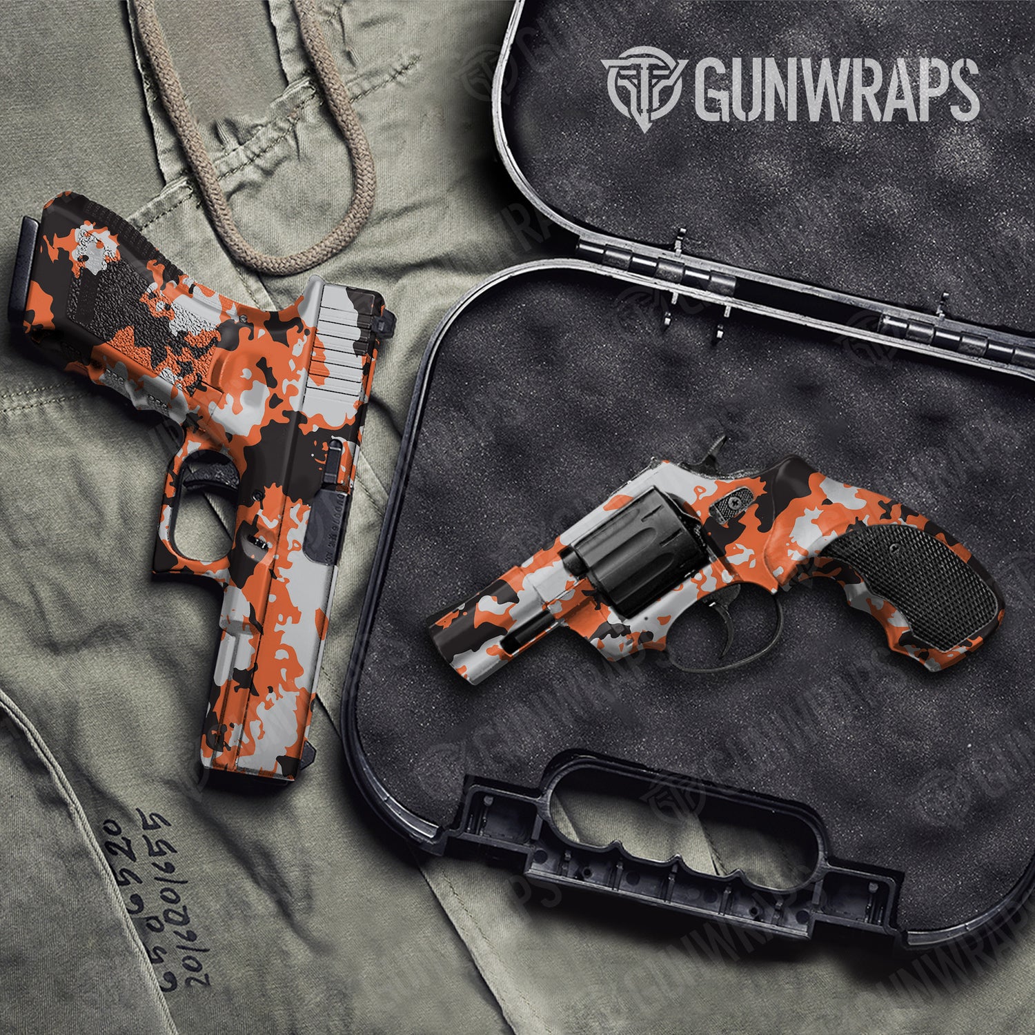 Handgun Treetop Orange Tiger Camo Gun Skin Vinyl Wrap