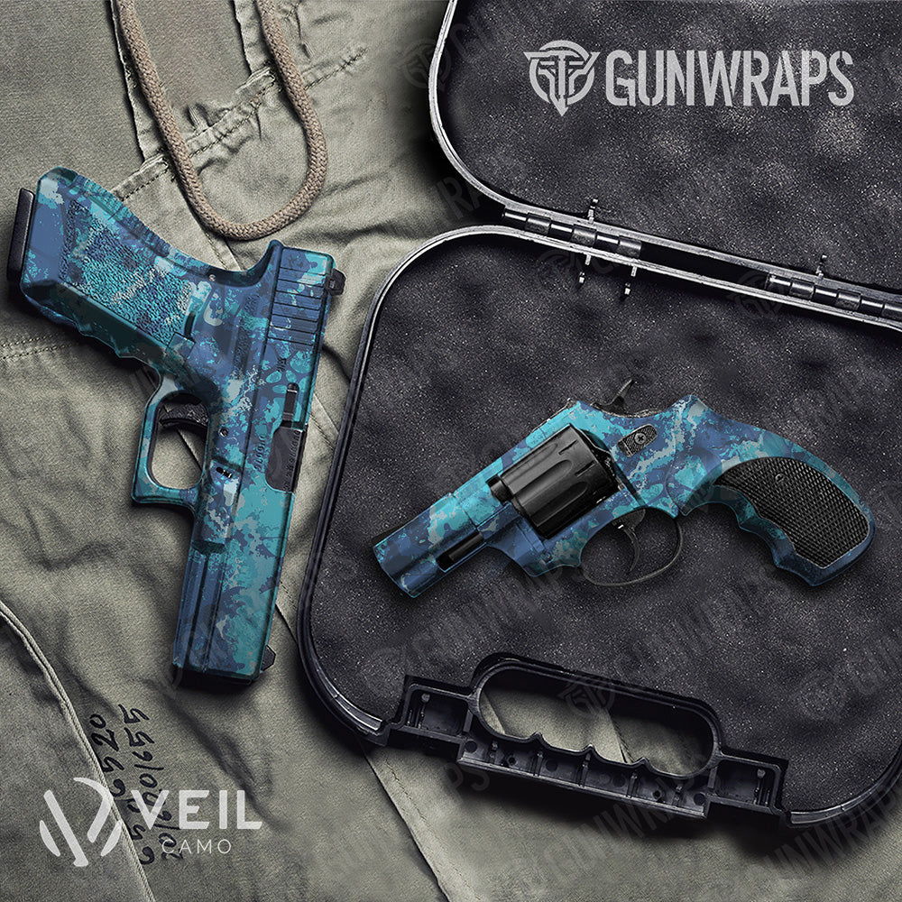 Handgun Veil Stoke Aqua Camo Gun Skin Vinyl Wrap