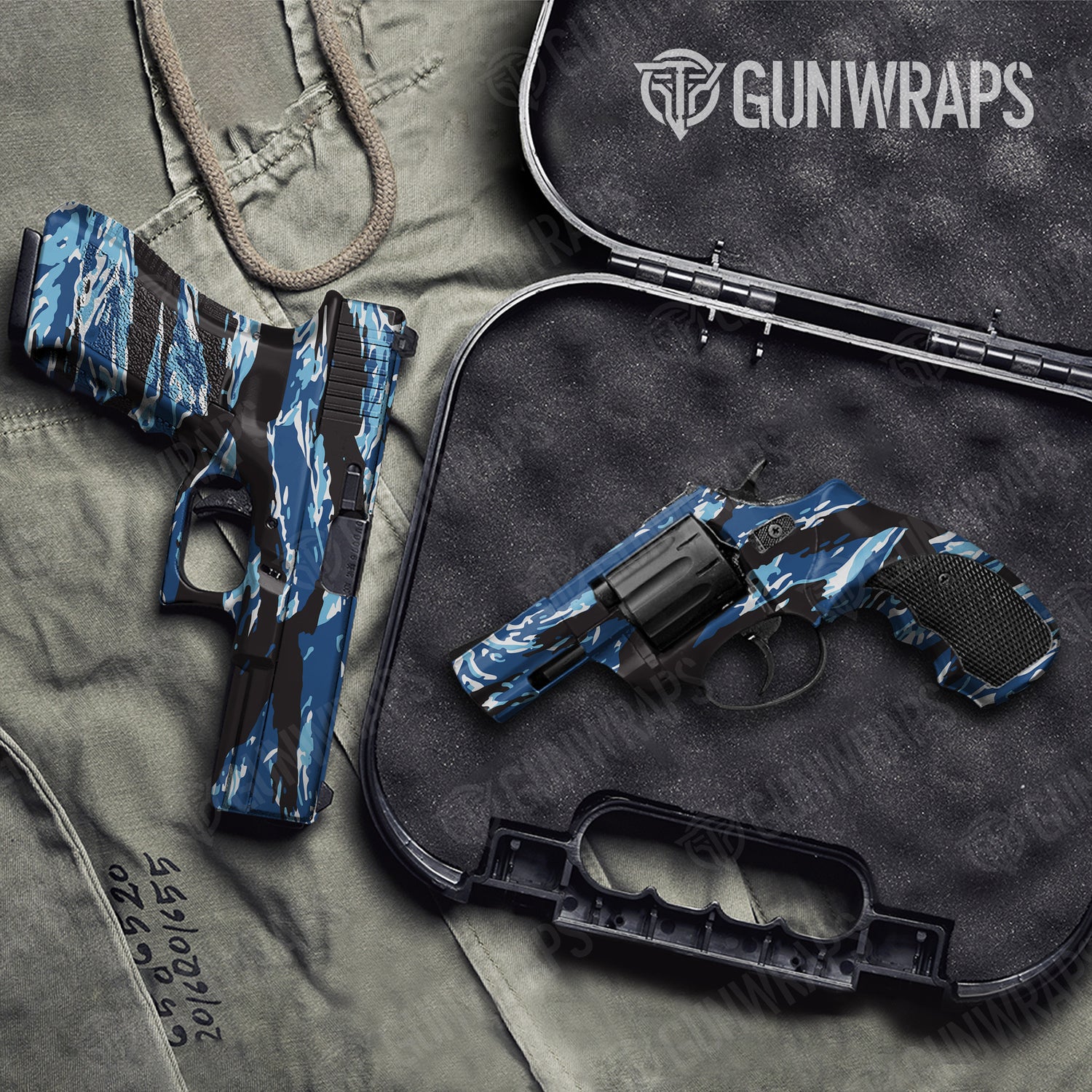 Handgun Vietnam Tiger Stripe Baby Blue Camo Gun Skin Vinyl Wrap