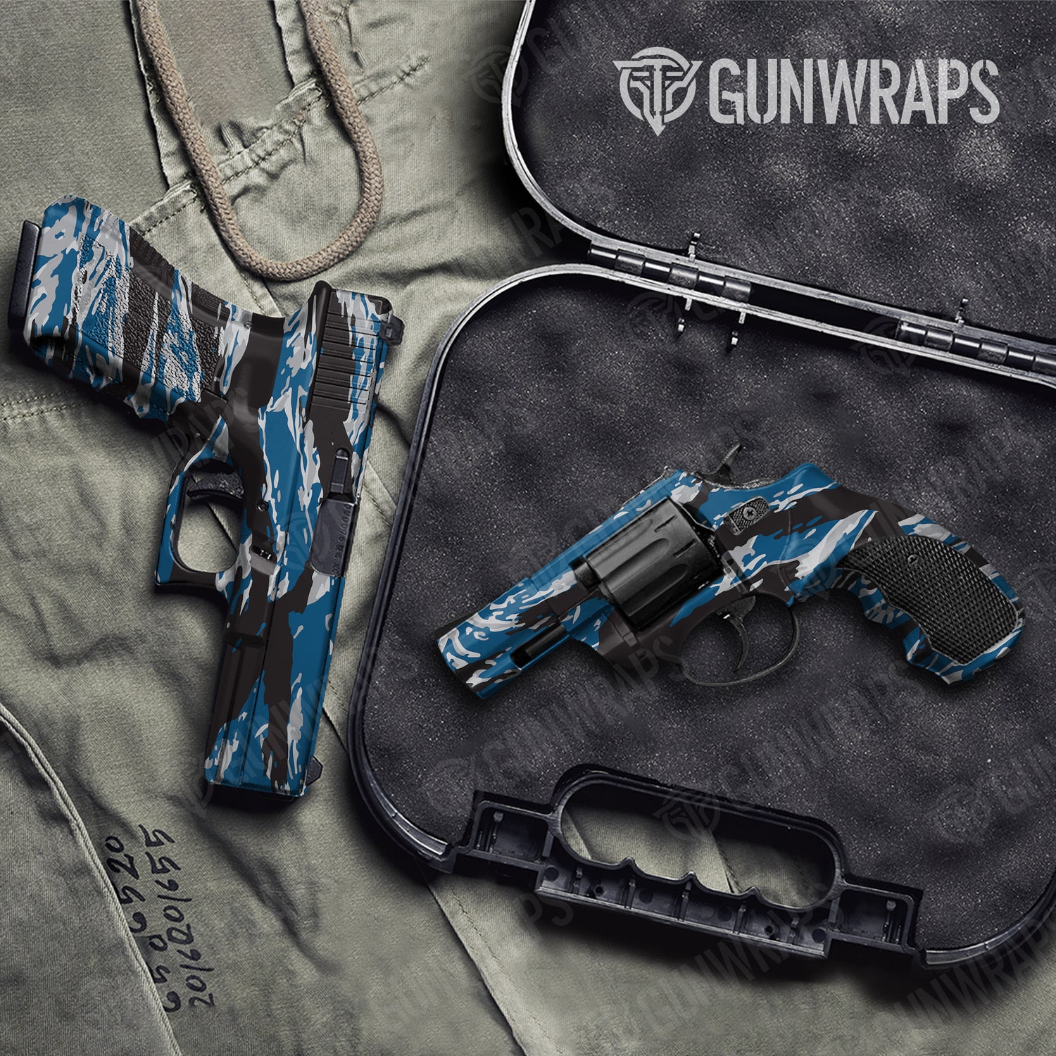 Handgun Vietnam Tiger Stripe Blue Tiger Camo Gun Skin Vinyl Wrap