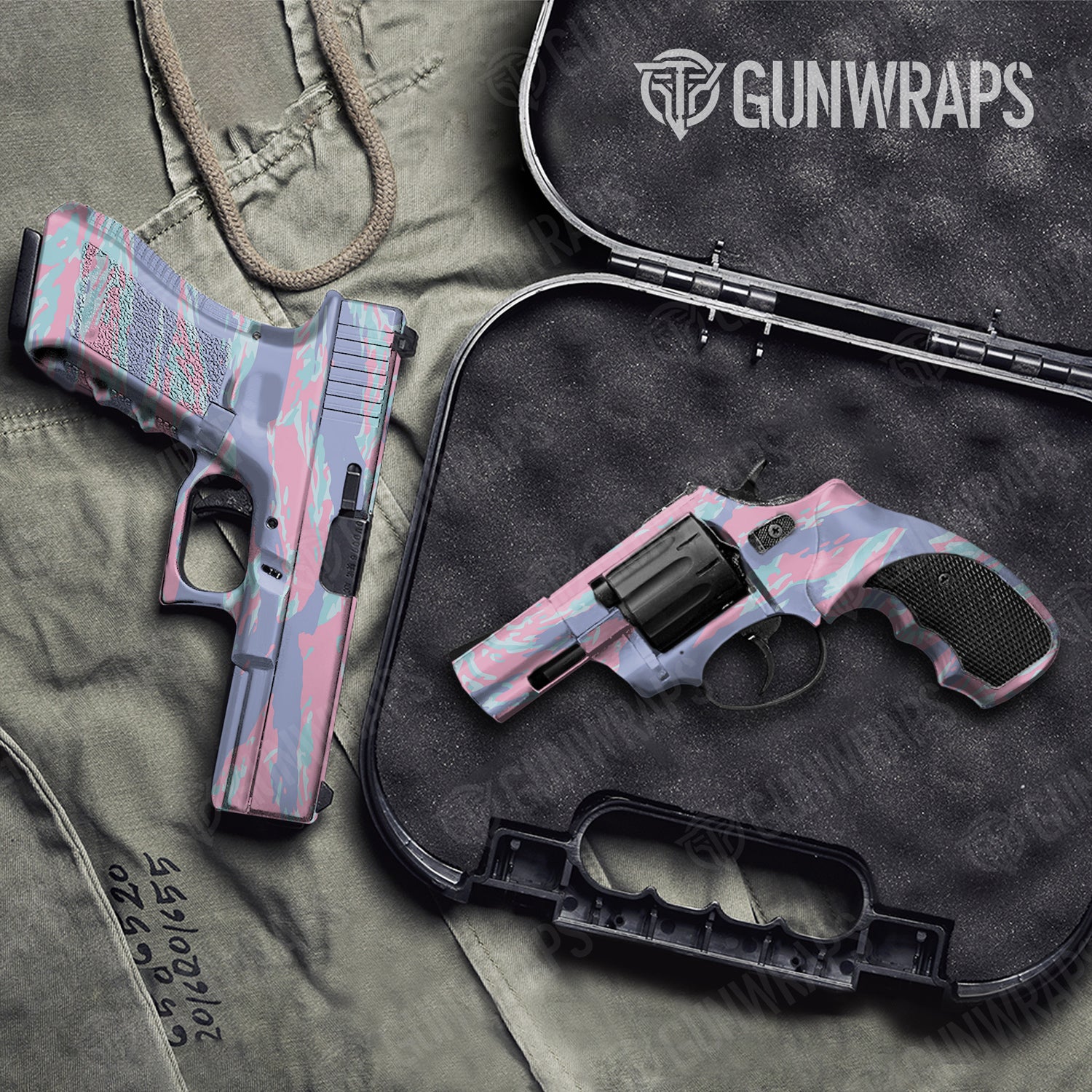 Handgun Vietnam Tiger Stripe Cotton Candy Camo Gun Skin Vinyl Wrap