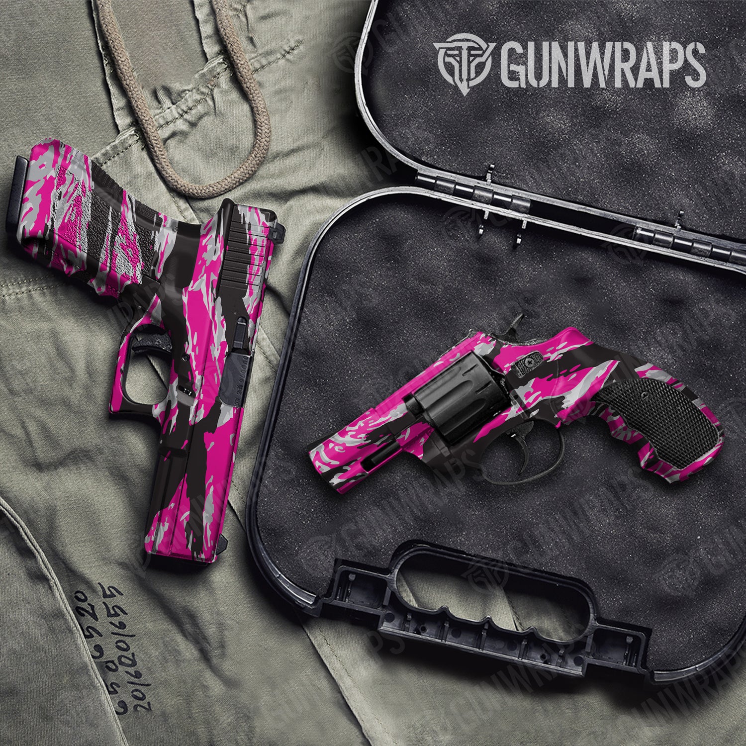 Handgun Vietnam Tiger Stripe Magenta Tiger Camo Gun Skin Vinyl Wrap