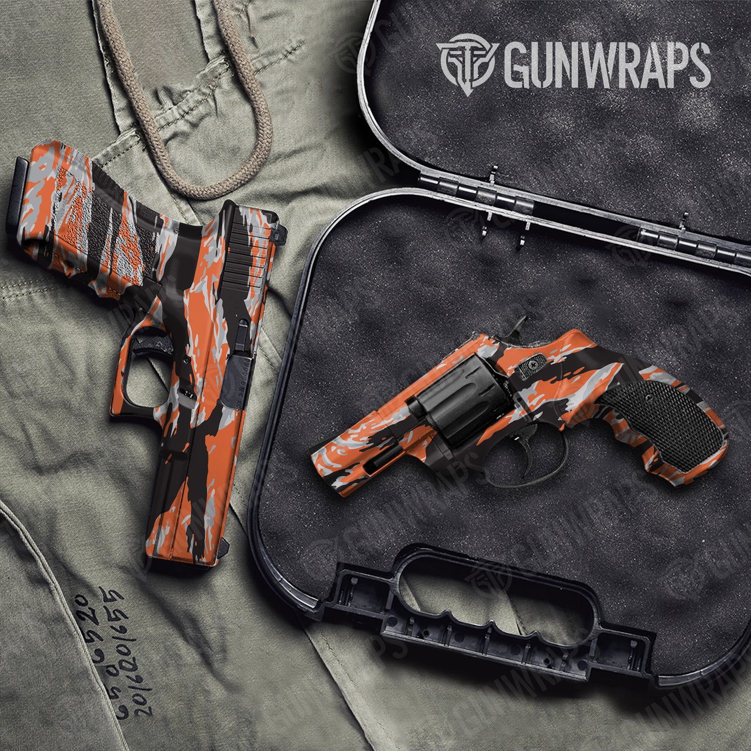 Handgun Vietnam Tiger Stripe Orange Tiger Camo Gun Skin Vinyl Wrap