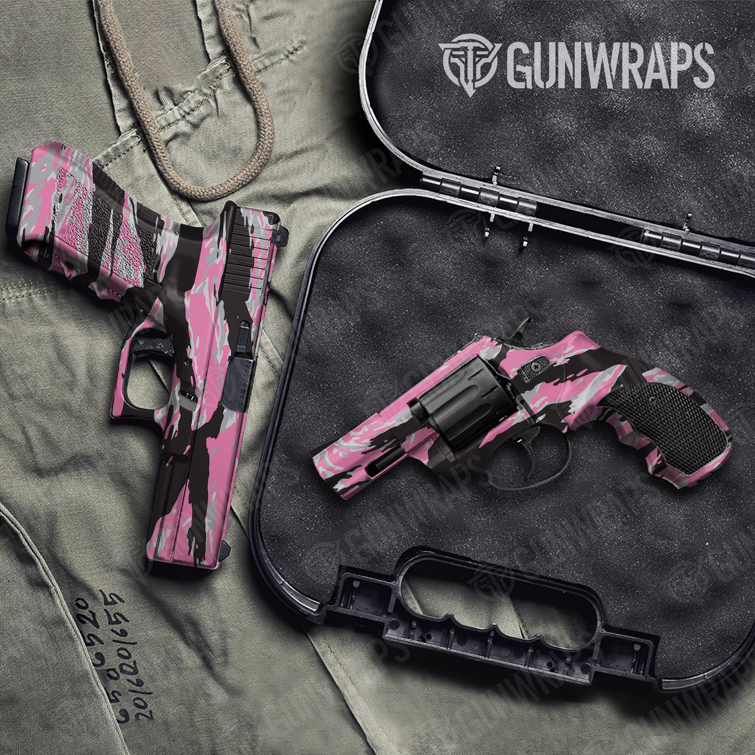 Handgun Vietnam Tiger Stripe Pink Tiger Camo Gun Skin Vinyl Wrap