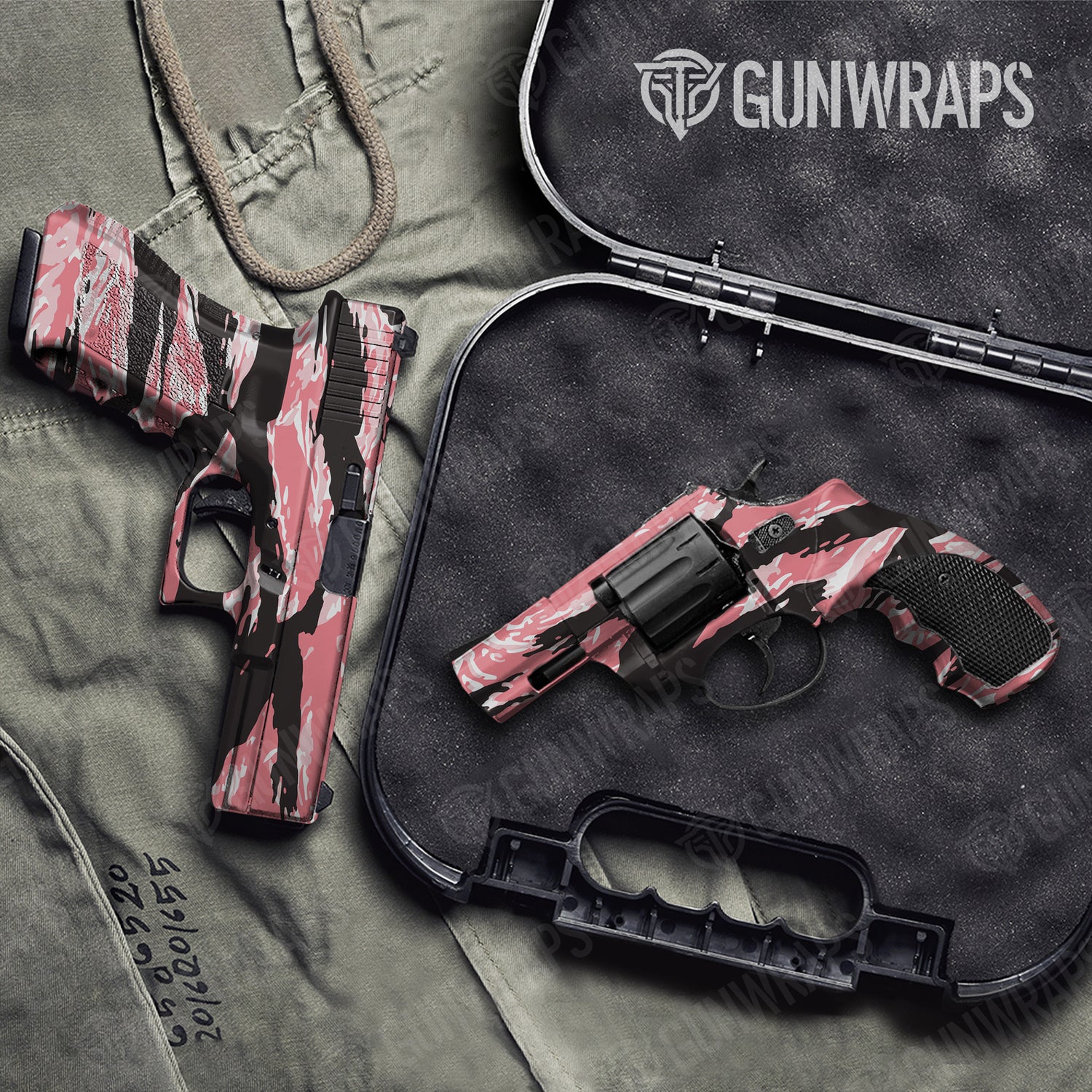 Handgun Vietnam Tiger Stripe Pink Camo Gun Skin Vinyl Wrap