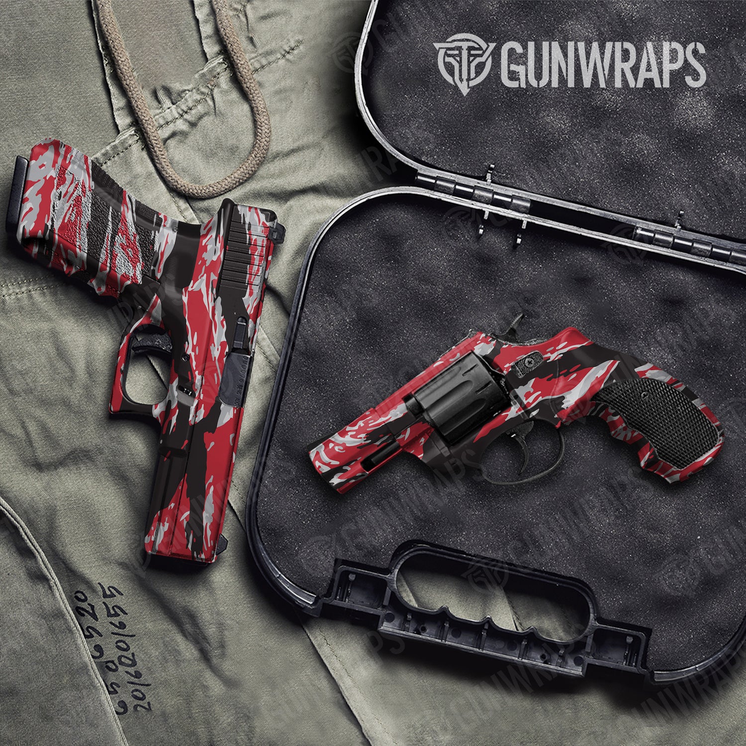 Handgun Vietnam Tiger Stripe Red Tiger Camo Gun Skin Vinyl Wrap