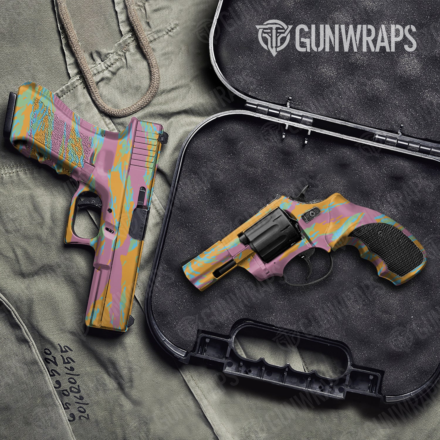 Handgun Vietnam Tiger Stripe Sherbert Camo Gun Skin Vinyl Wrap