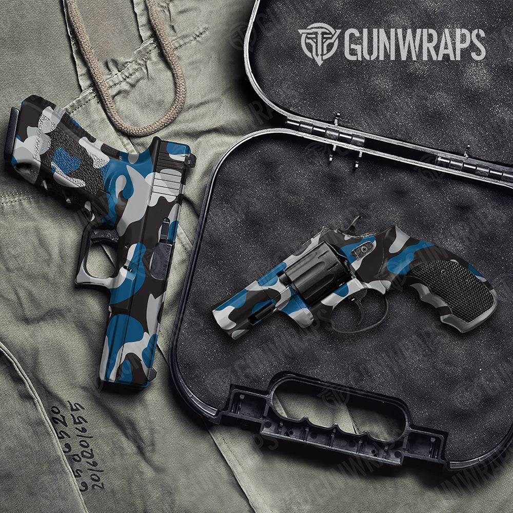 Handgun Classic XL Blue Tiger Camo Gun Skin Vinyl Wrap