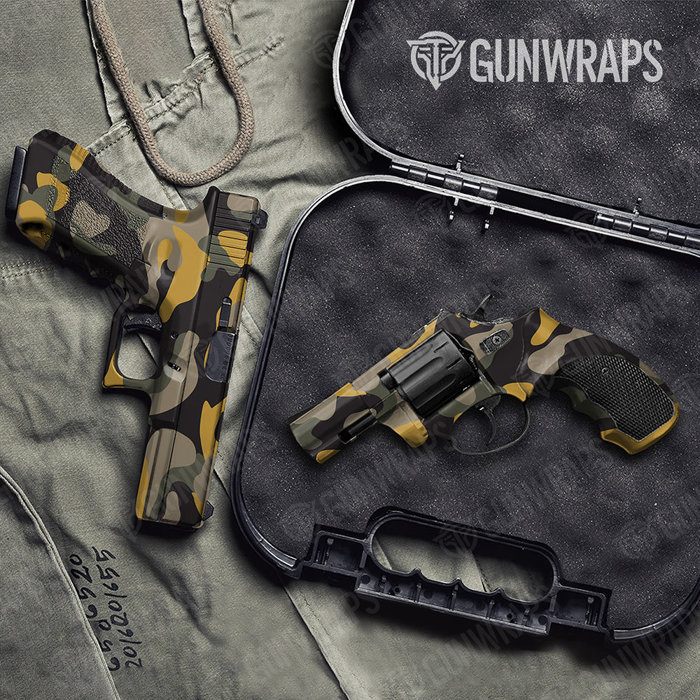 Handgun Classic XL Militant Yellow Camo Gun Skin Vinyl Wrap