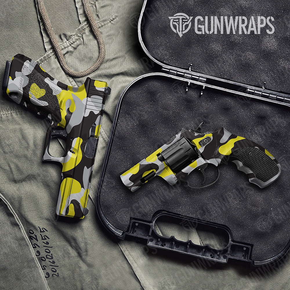 Handgun Classic XL Yellow Tiger Camo Gun Skin Vinyl Wrap