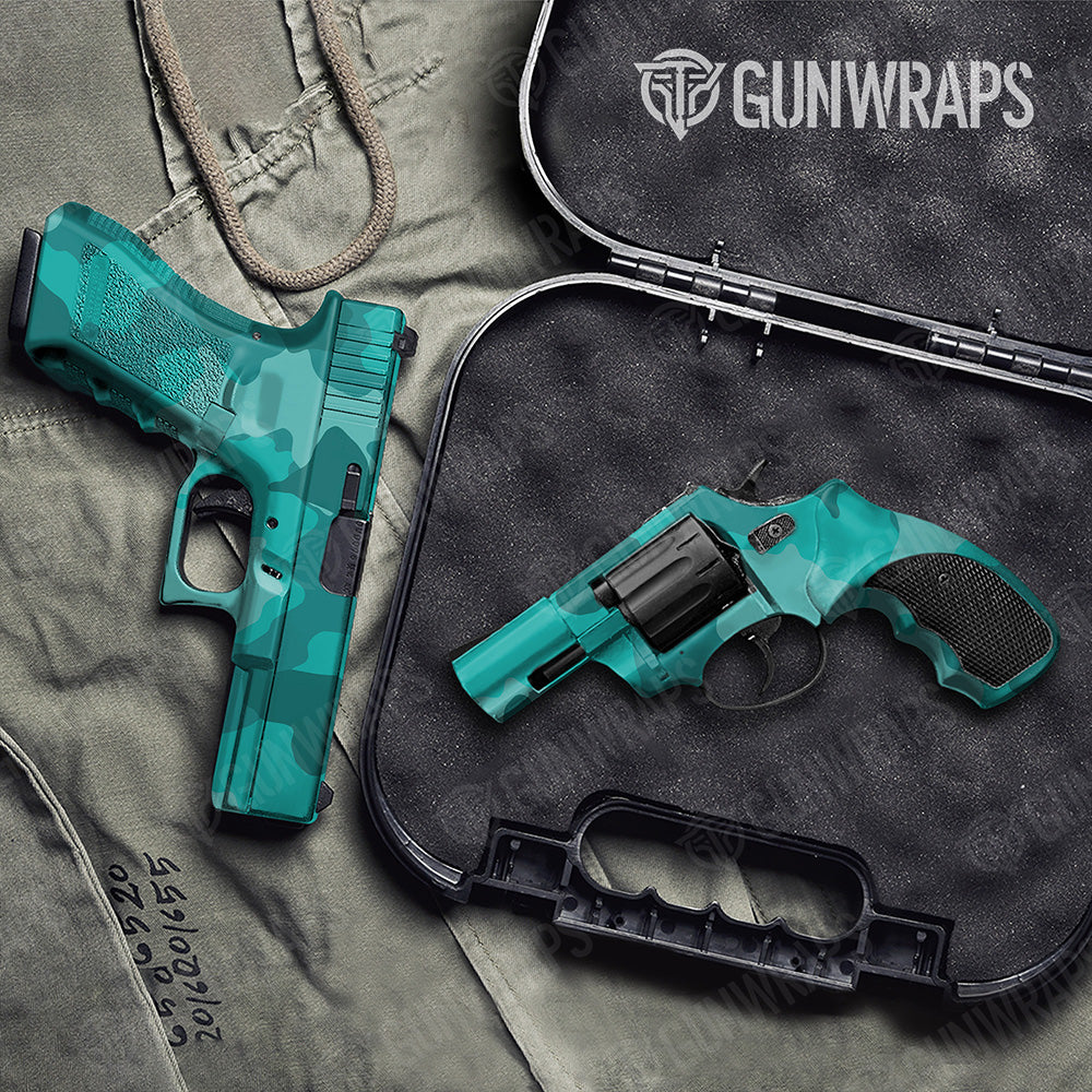 Handgun Cumulus XL Elite Tiffany Blue Camo Gun Skin Vinyl Wrap