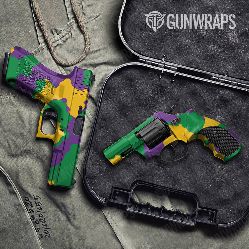 Handgun Cumulus XL Mardi Gras Camo Gun Skin Vinyl Wrap