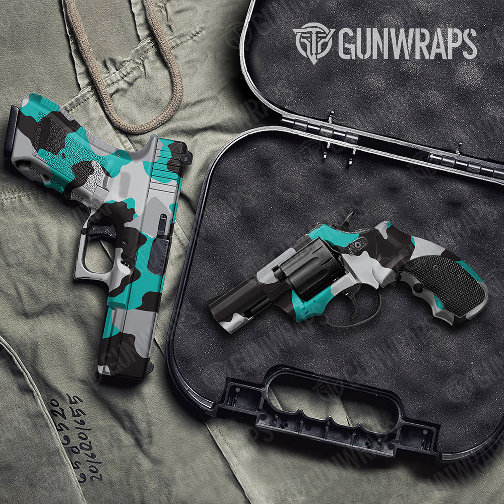 Handgun Cumulus XL Tiffany Blue Tiger Camo Gun Skin Vinyl Wrap