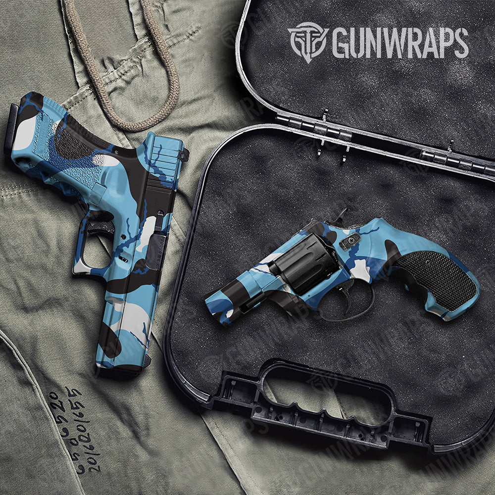 Handgun Ragged XL Baby Blue Camo Gun Skin Vinyl Wrap