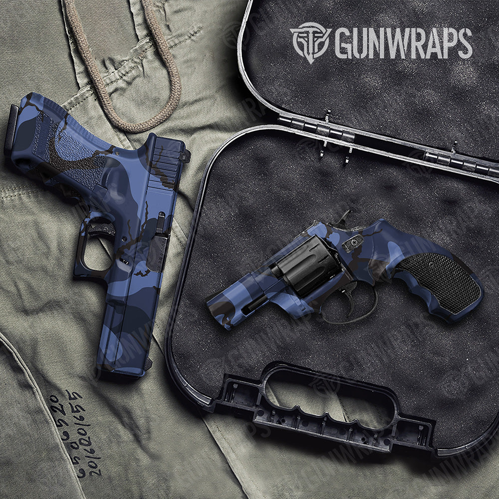 Handgun Ragged XL Blue Midnight Camo Gun Skin Vinyl Wrap