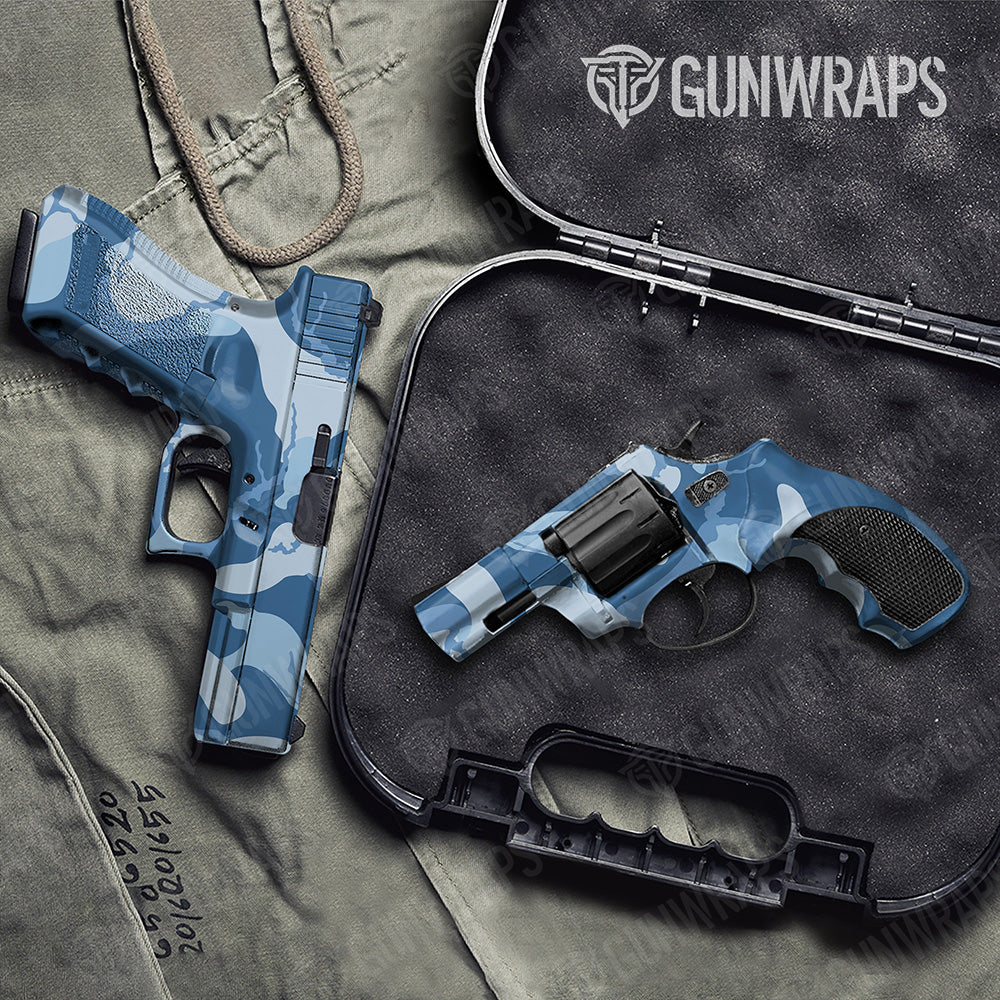 Handgun Ragged XL Cool Blue Camo Gun Skin Vinyl Wrap