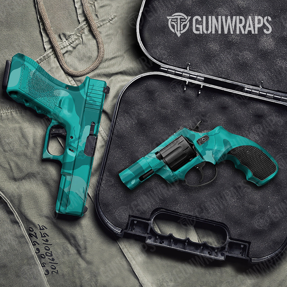 Handgun Ragged XL Elite Tiffany Blue Camo Gun Skin Vinyl Wrap