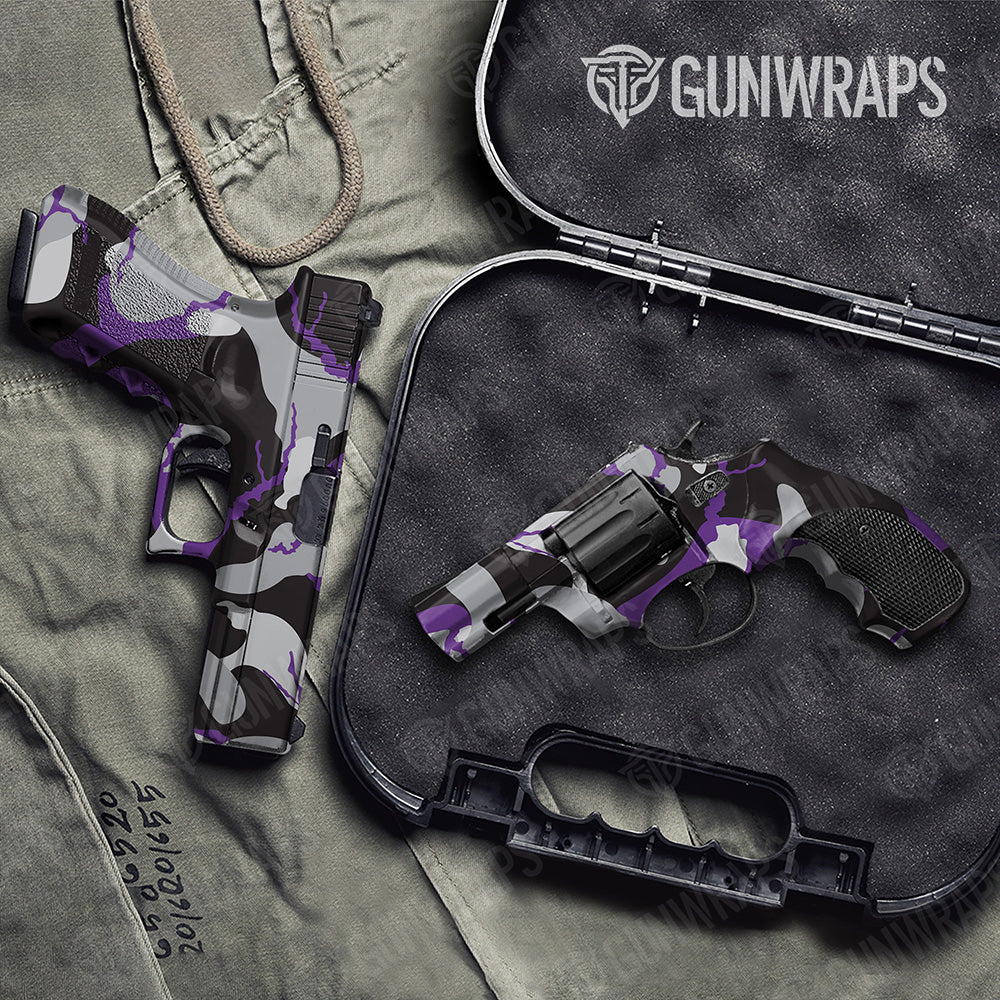 Handgun Ragged XL Purple Tiger Camo Gun Skin Vinyl Wrap