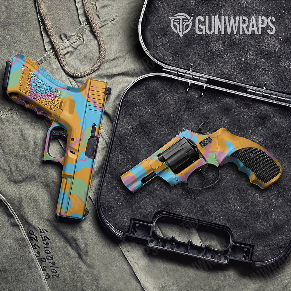 Handgun Ragged XL Sherbert Camo Gun Skin Vinyl Wrap