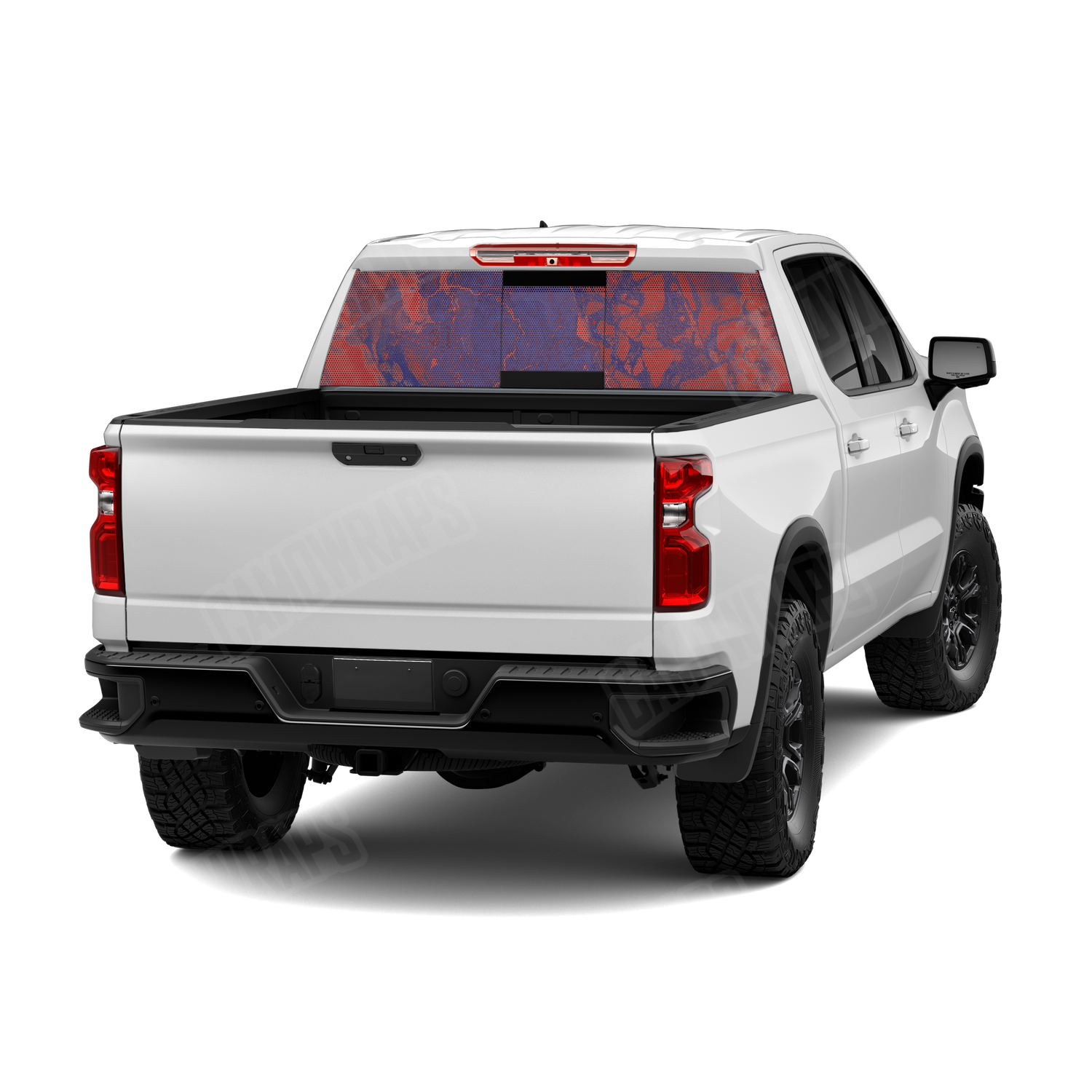 Realtree WAV3 Red Blue Camo Rear Window Graphic