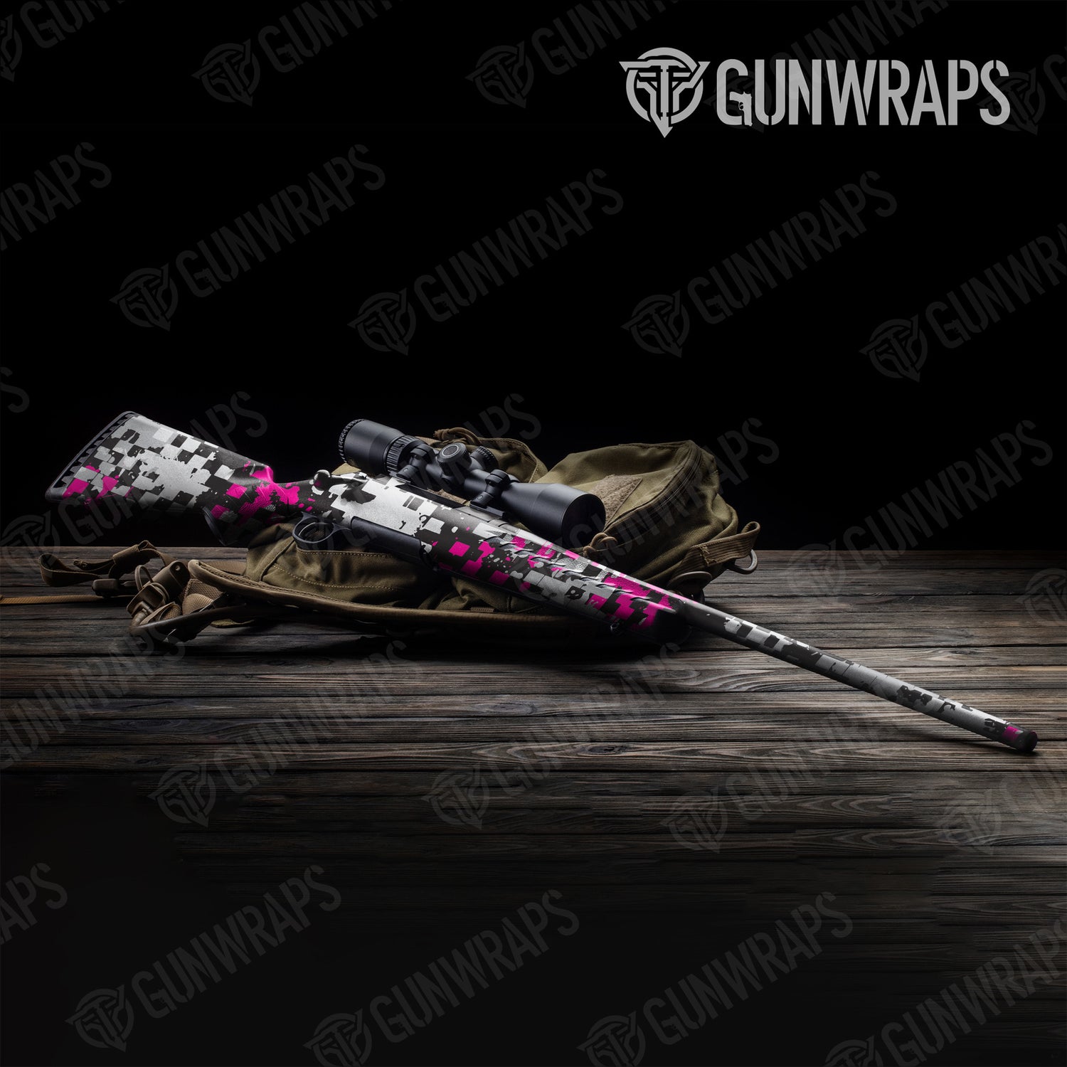 Rifle Broken Plaid Magenta Tiger Camo Gun Skin Vinyl Wrap