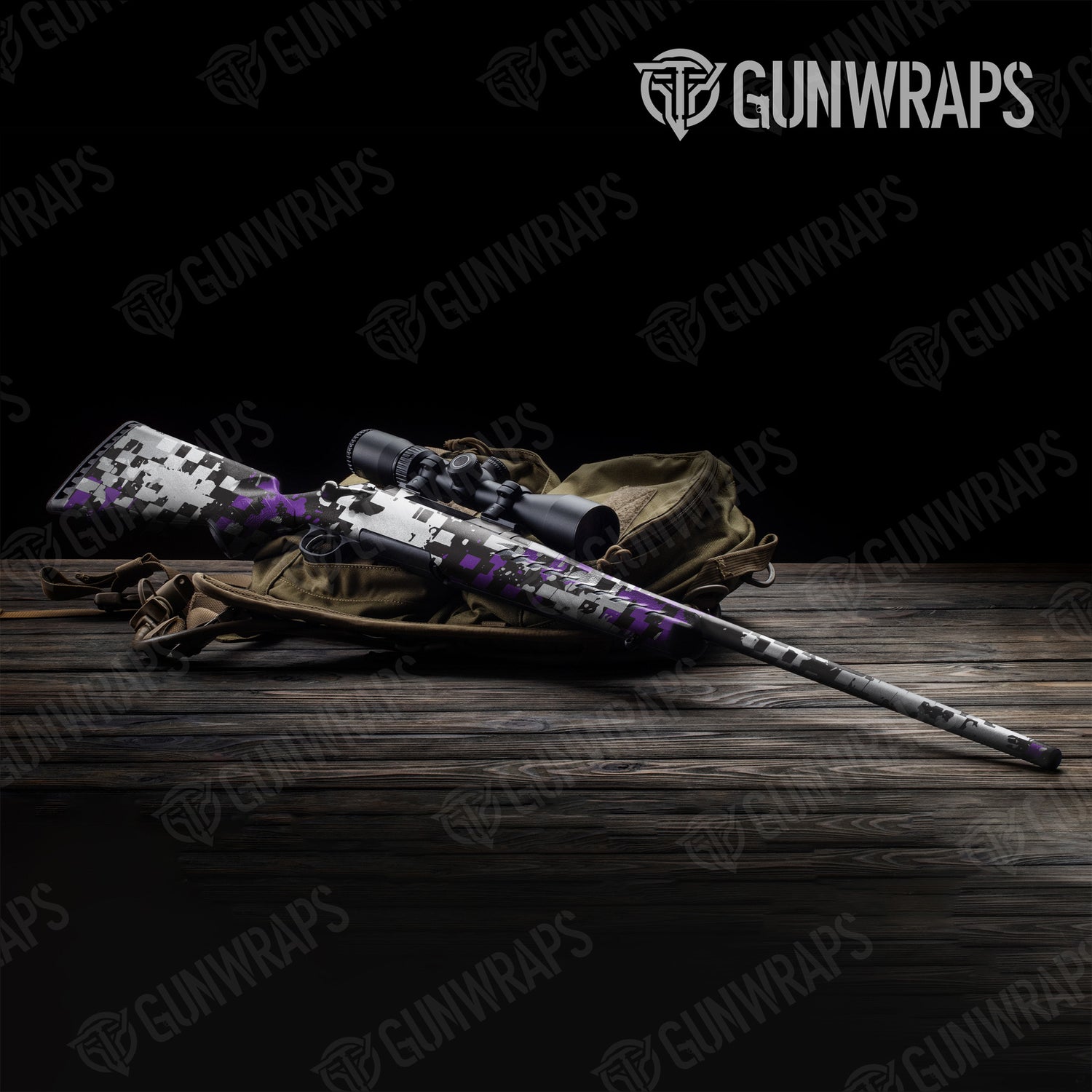 Rifle Broken Plaid Purple Tiger Camo Gun Skin Vinyl Wrap