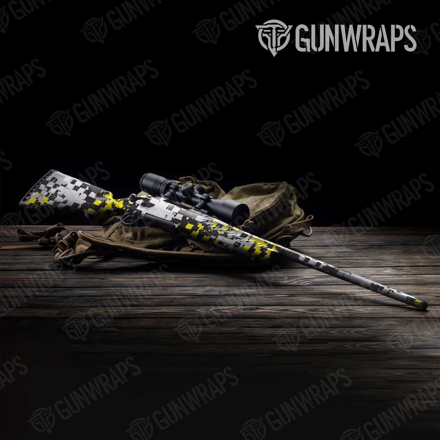 Rifle Broken Plaid Yellow Tiger Camo Gun Skin Vinyl Wrap