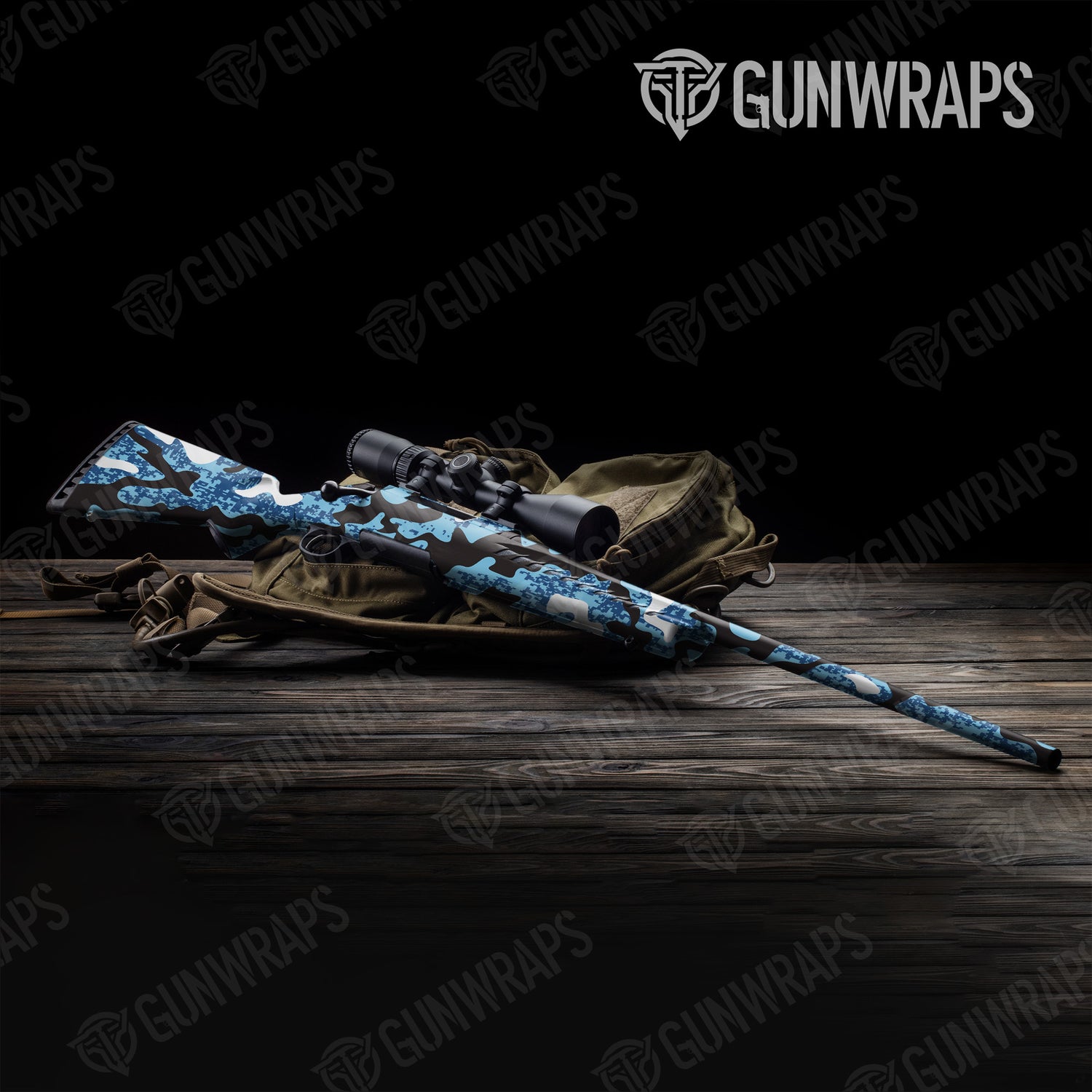 Rifle Compound Baby Blue Camo Gun Skin Vinyl Wrap