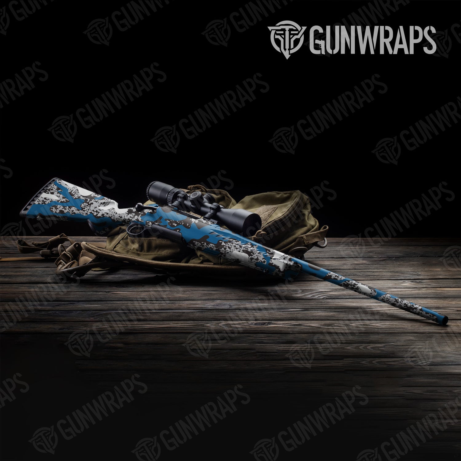 Rifle Compound Blue Tiger Camo Gun Skin Vinyl Wrap