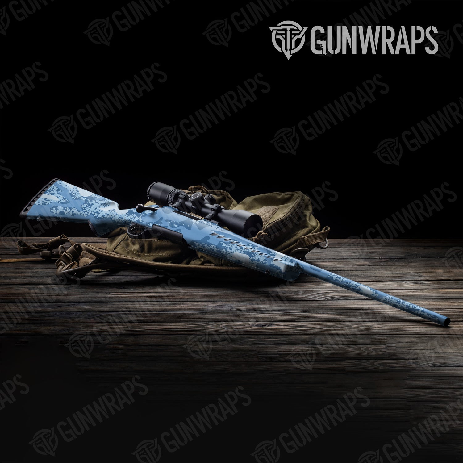 Rifle Compound Cool Blue Camo Gun Skin Vinyl Wrap