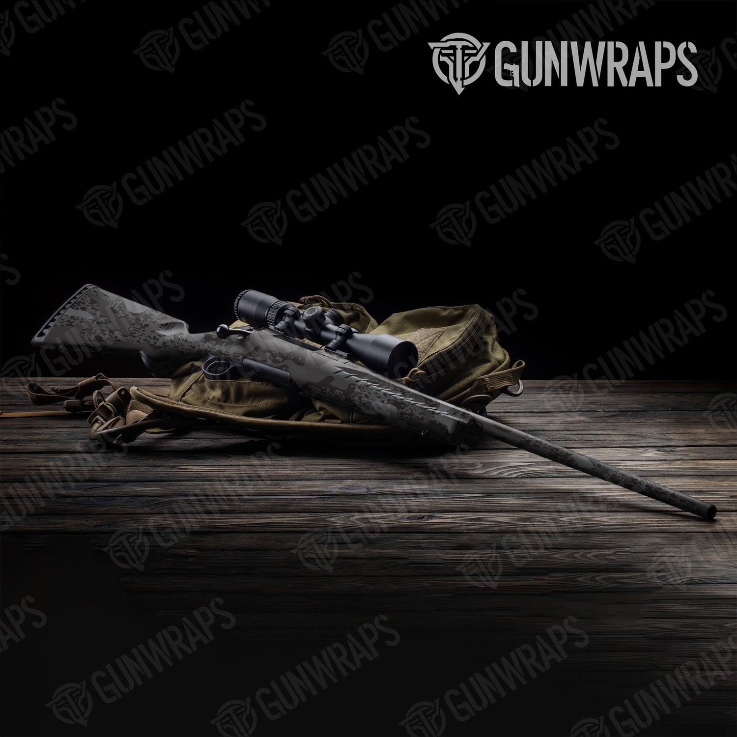 Rifle Compound Elite Black Camo Gun Skin Vinyl Wrap