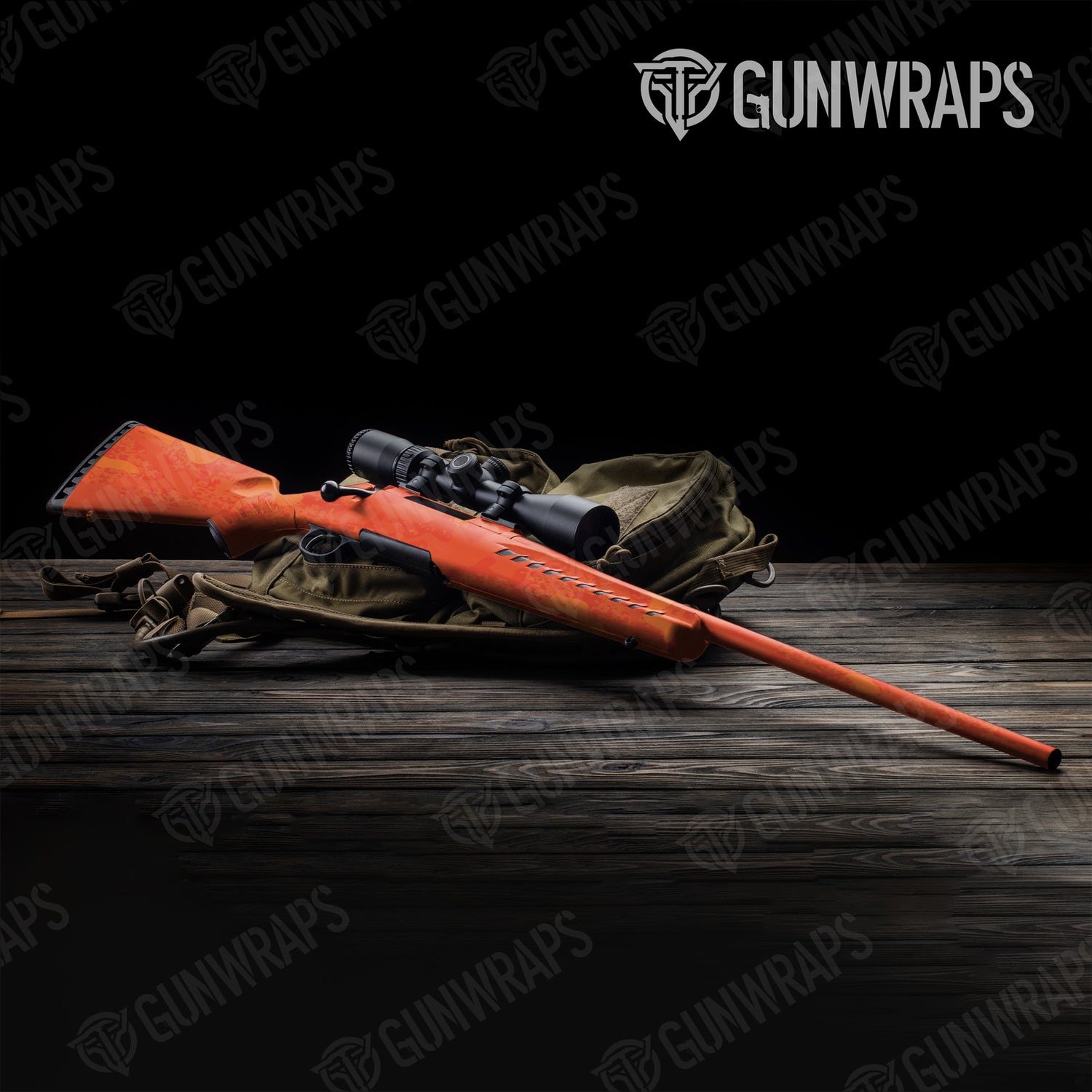 Rifle Compound Elite Orange Camo Gun Skin Vinyl Wrap