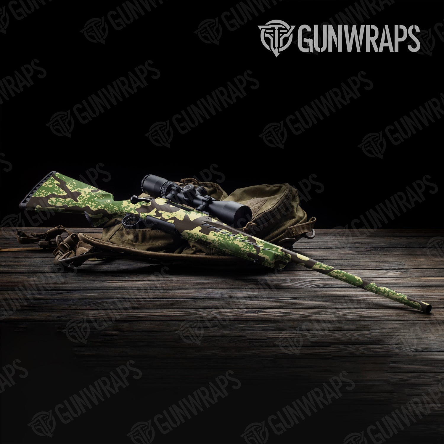 Rifle Compound Jungle Camo Gun Skin Vinyl Wrap