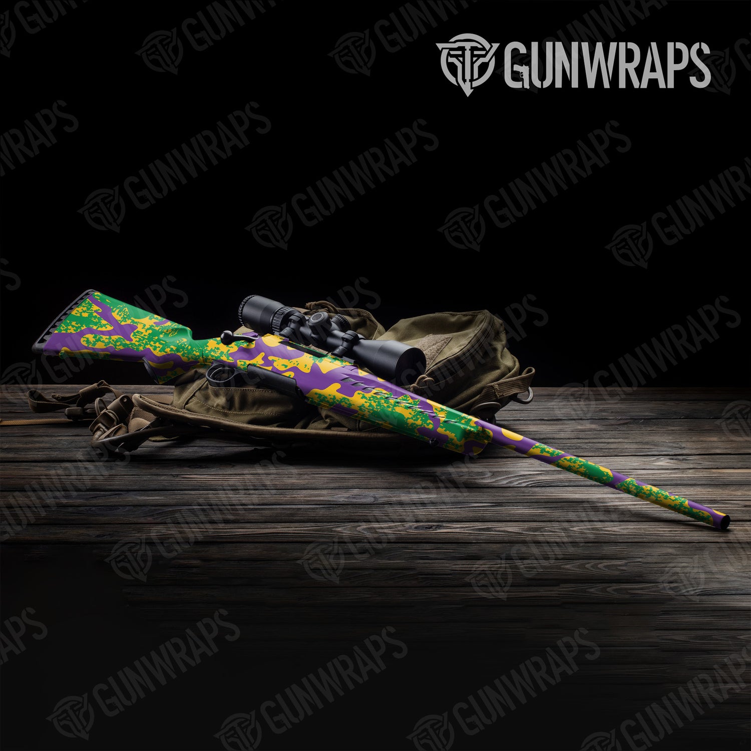 Rifle Compound Mardi Gras Camo Gun Skin Vinyl Wrap