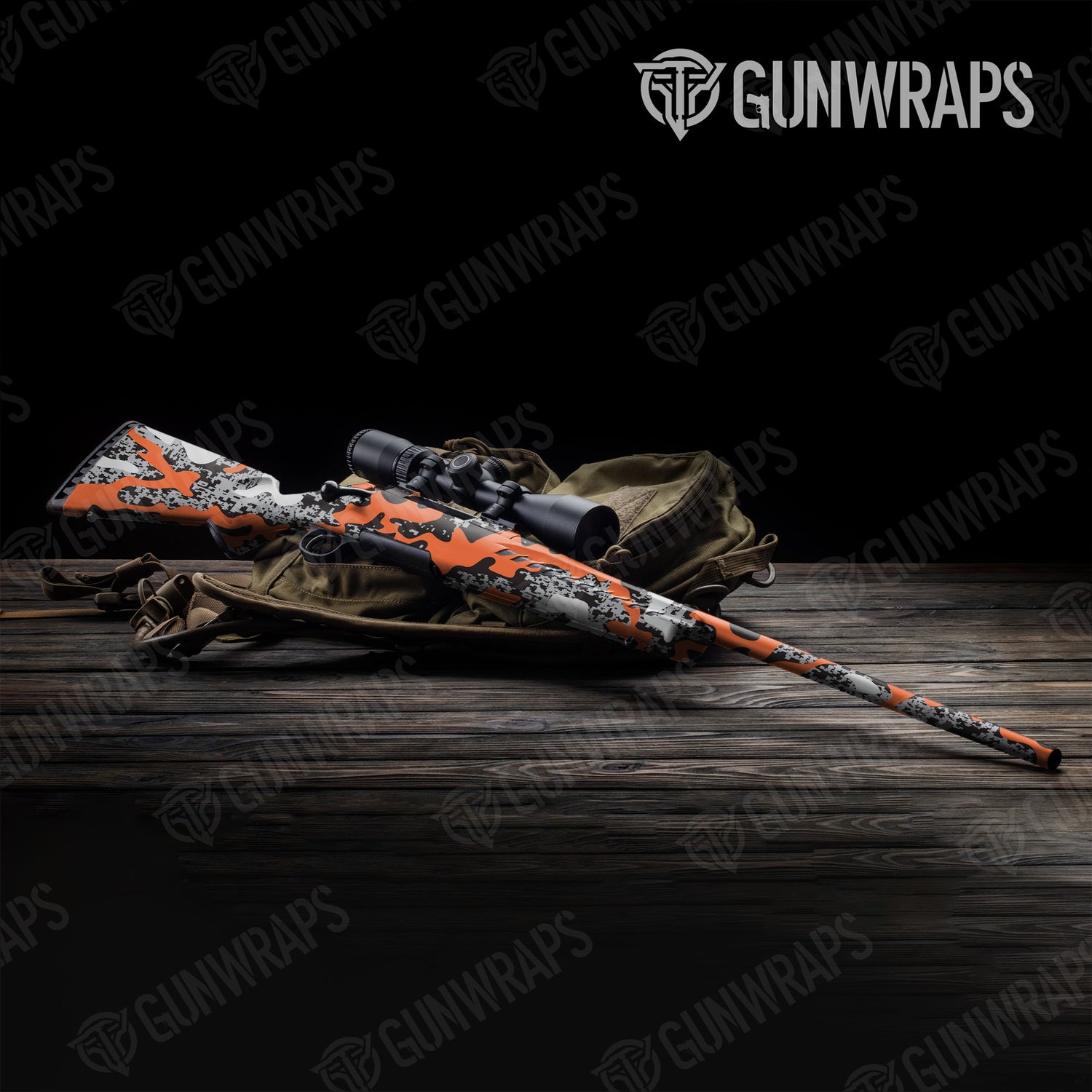 Rifle Compound Orange Tiger Camo Gun Skin Vinyl Wrap