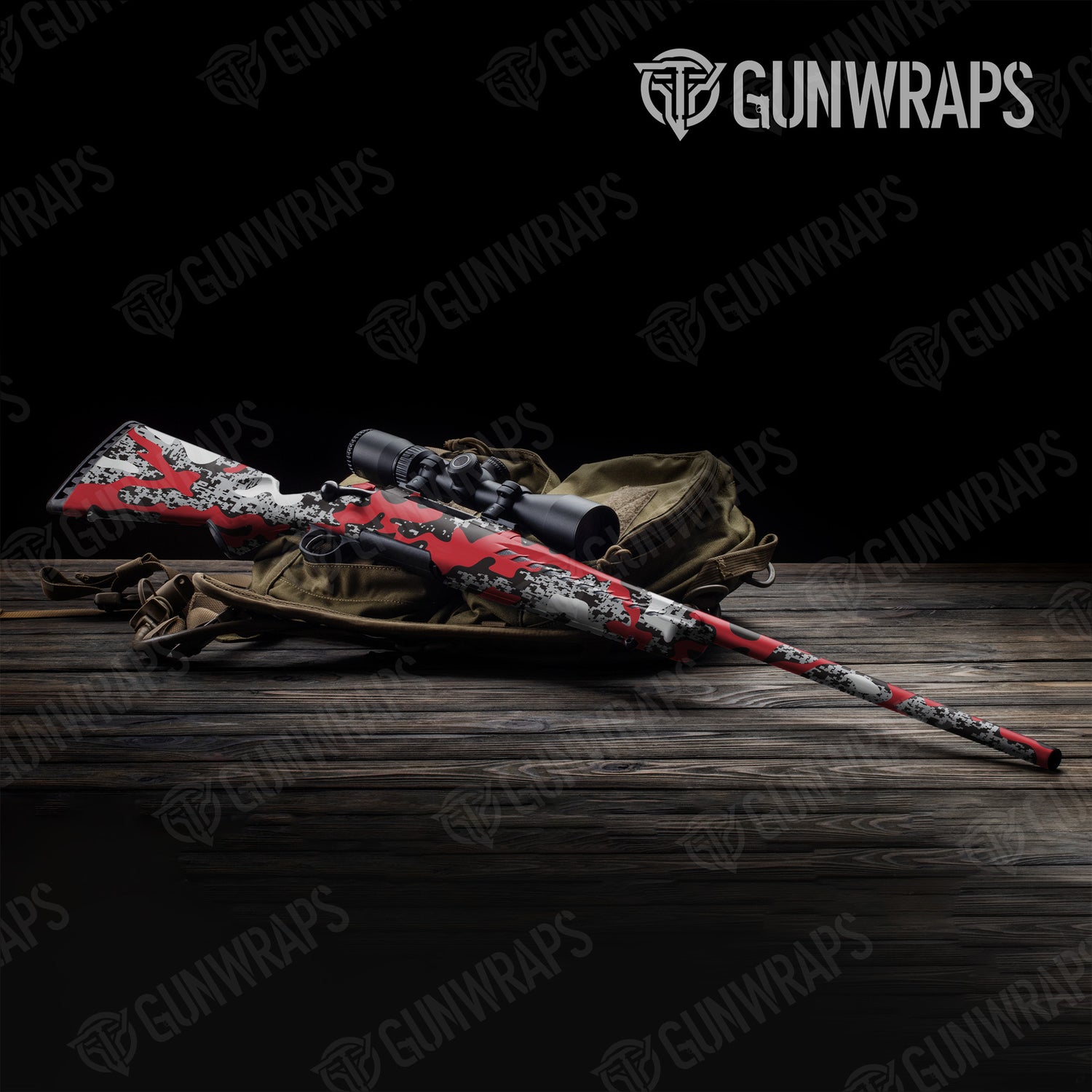 Rifle Compound Red Tiger Camo Gun Skin Vinyl Wrap