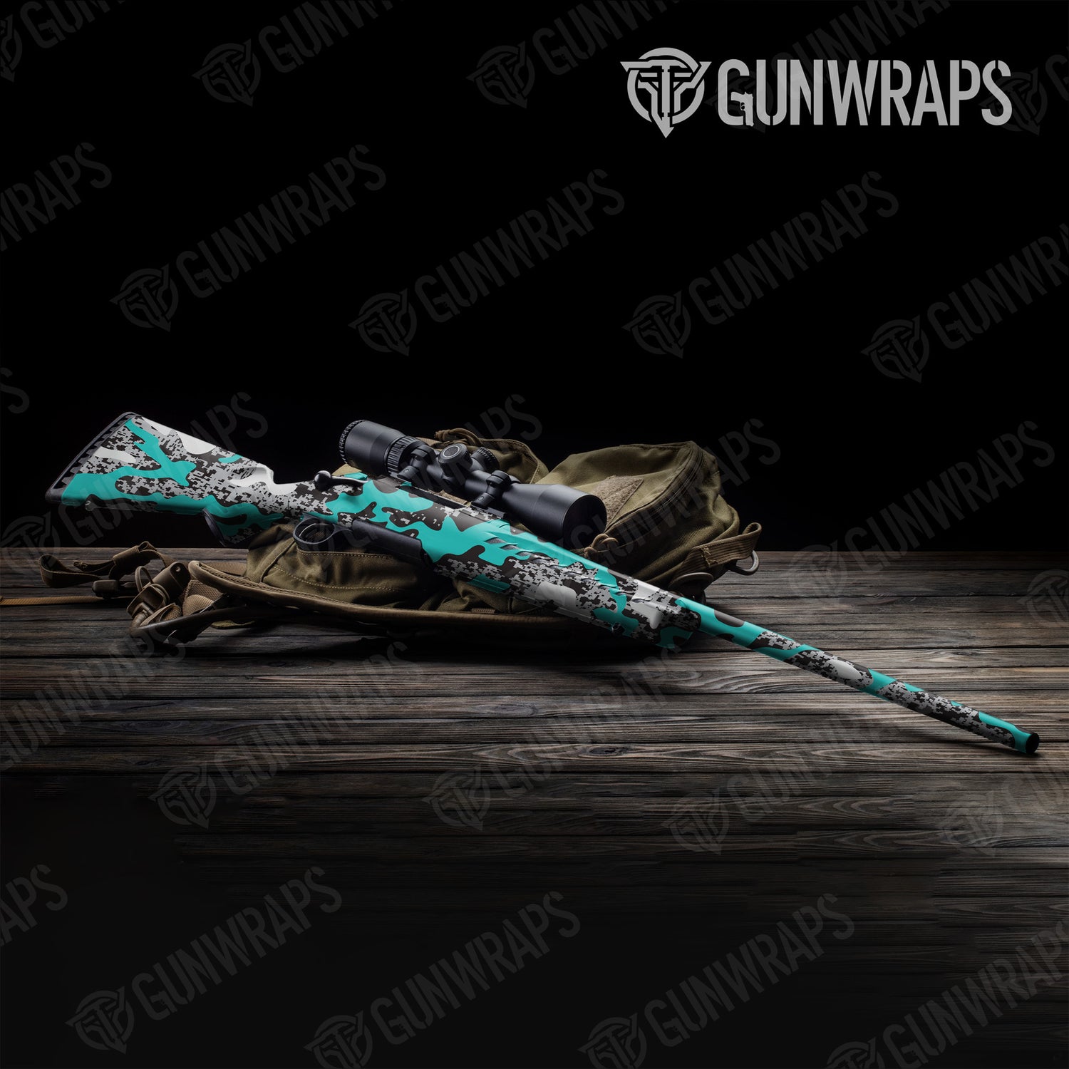 Rifle Compound Tiffany Blue Tiger Camo Gun Skin Vinyl Wrap