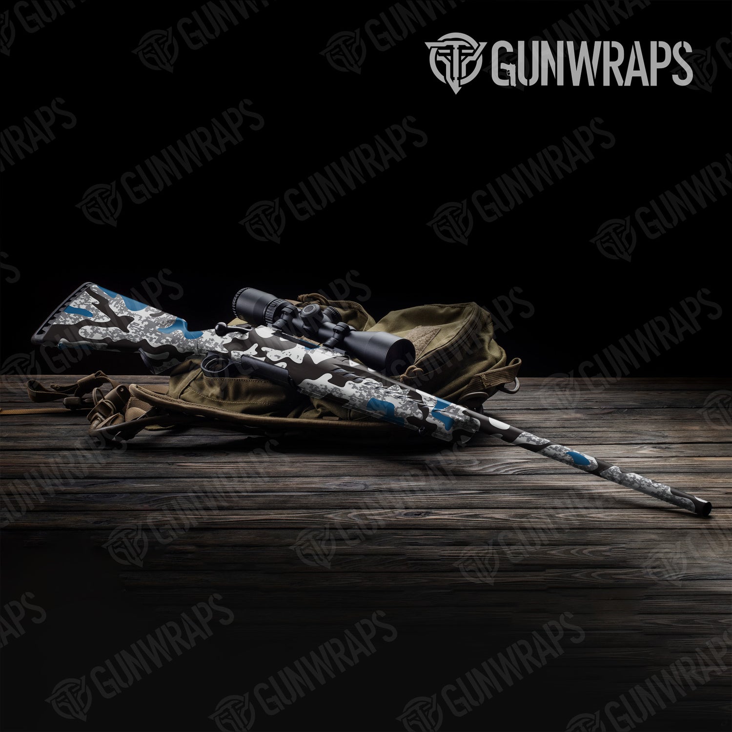 Rifle Compound Urban Blue Camo Gun Skin Vinyl Wrap