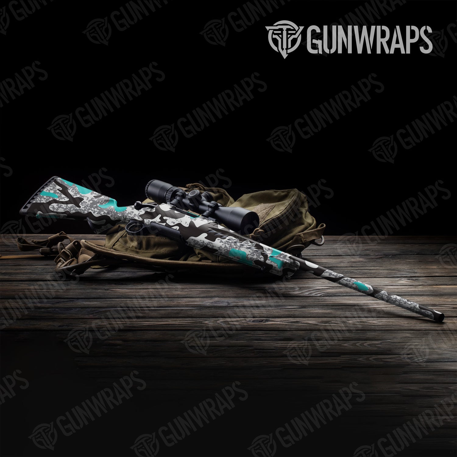 Rifle Compound Urban Tiffany Blue Camo Gun Skin Vinyl Wrap