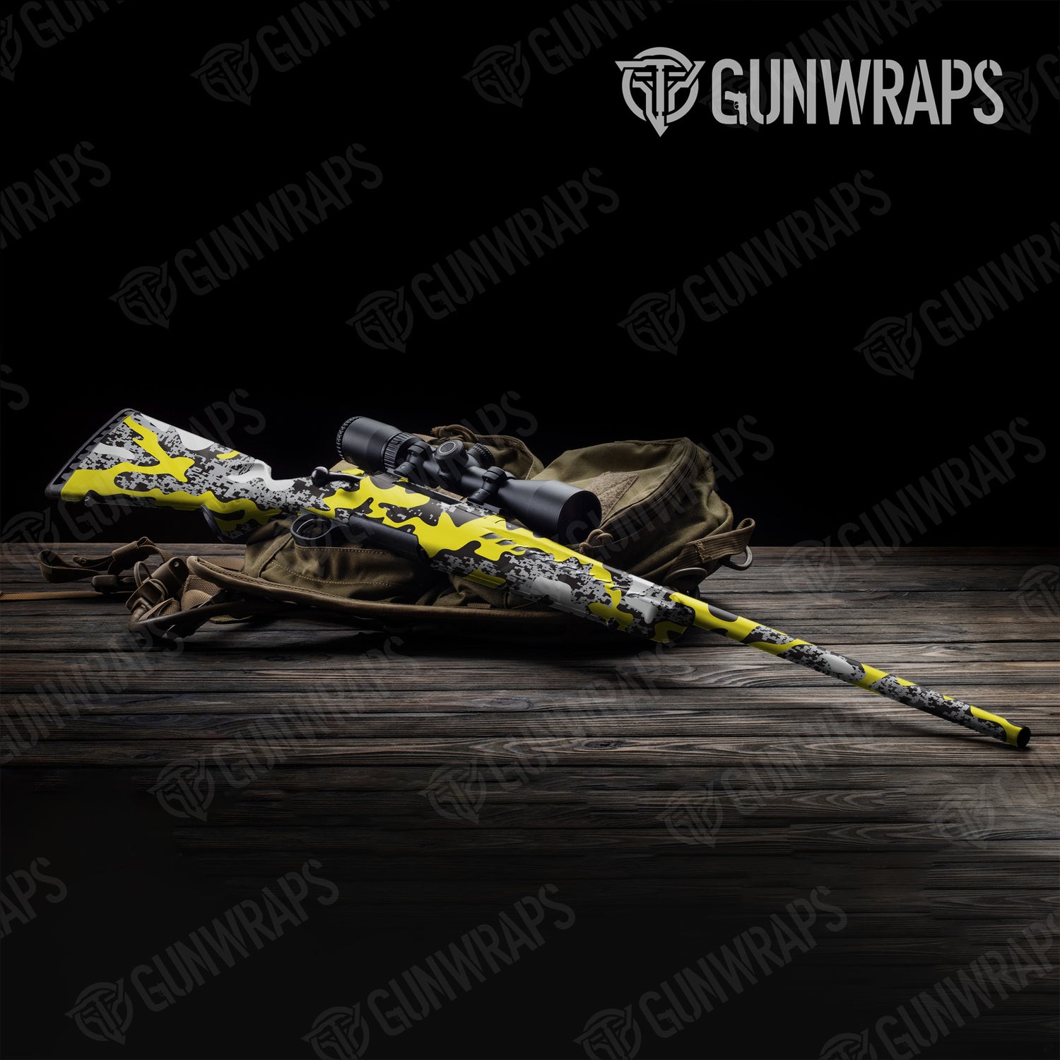 Rifle Compound Yellow Tiger Camo Gun Skin Vinyl Wrap