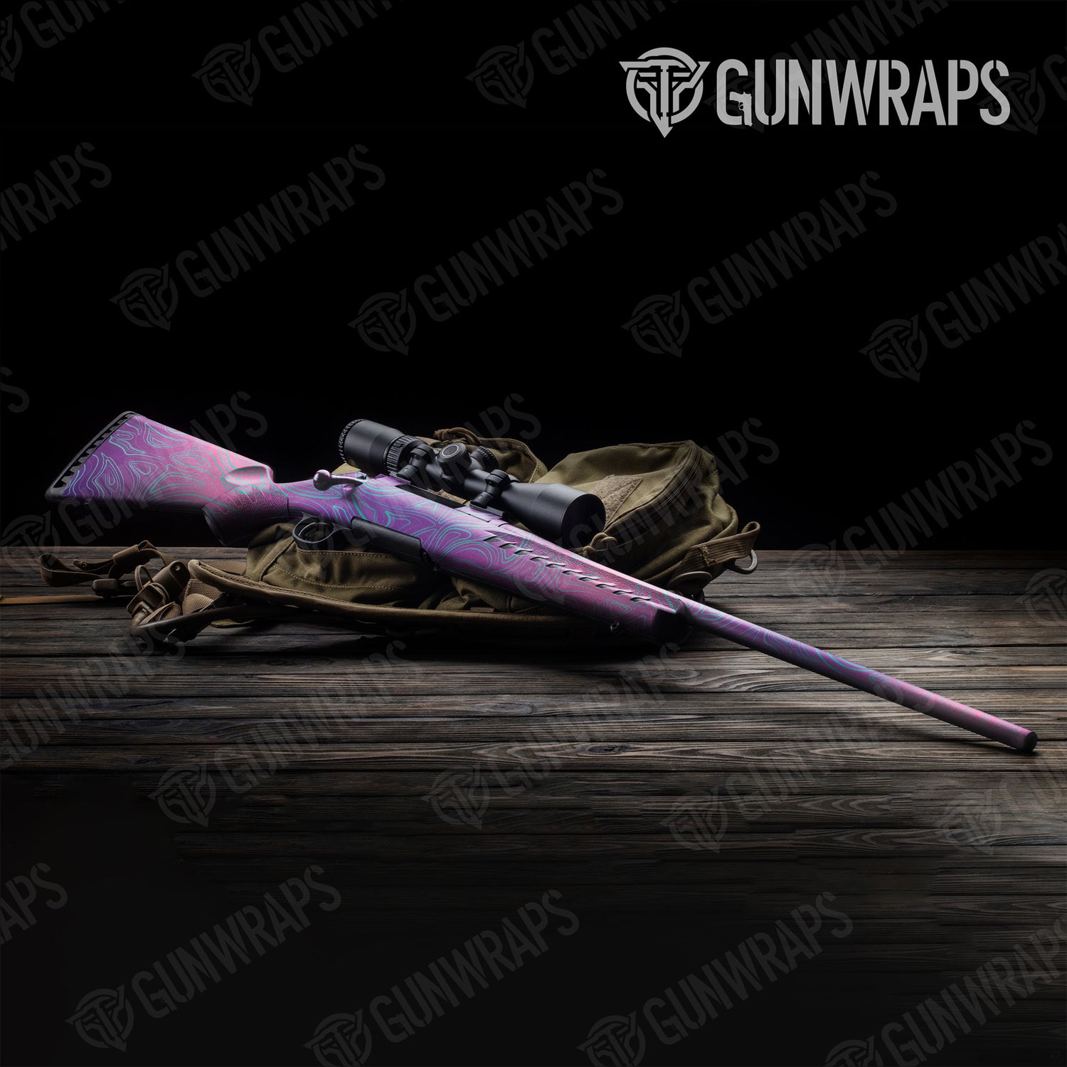 Rifle Damascus Aurora Camo Gun Skin Vinyl Wrap