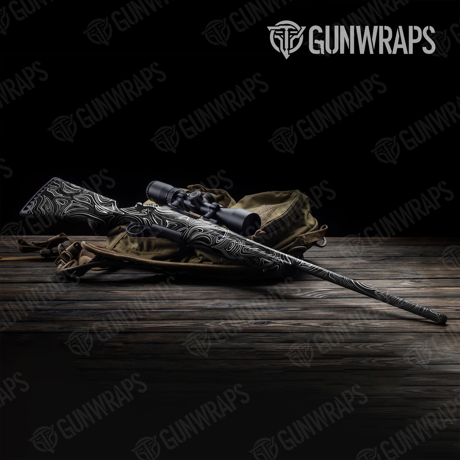 Rifle Damascus Black Camo Gun Skin Vinyl Wrap