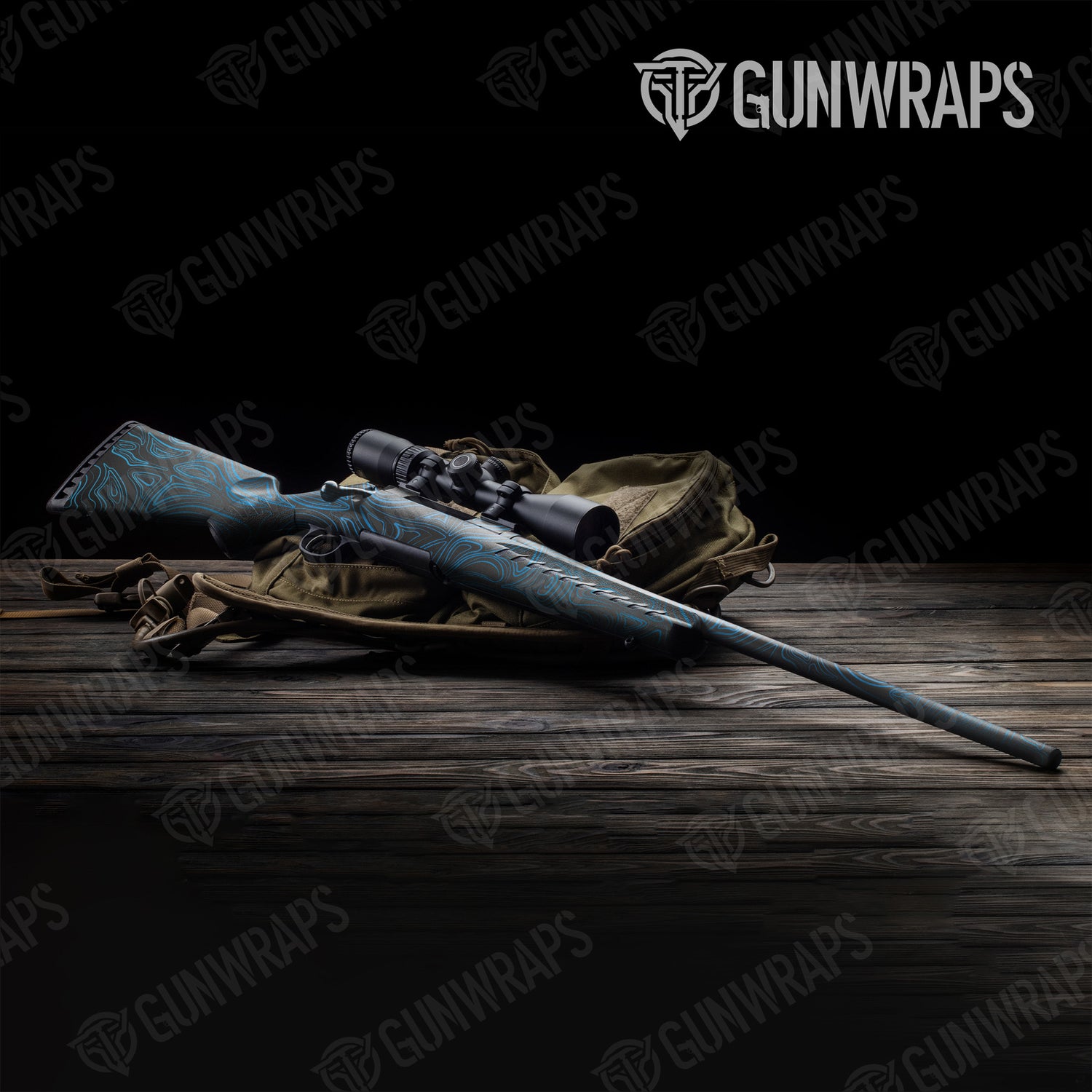 Rifle Damascus Blue Camo Gun Skin Vinyl Wrap